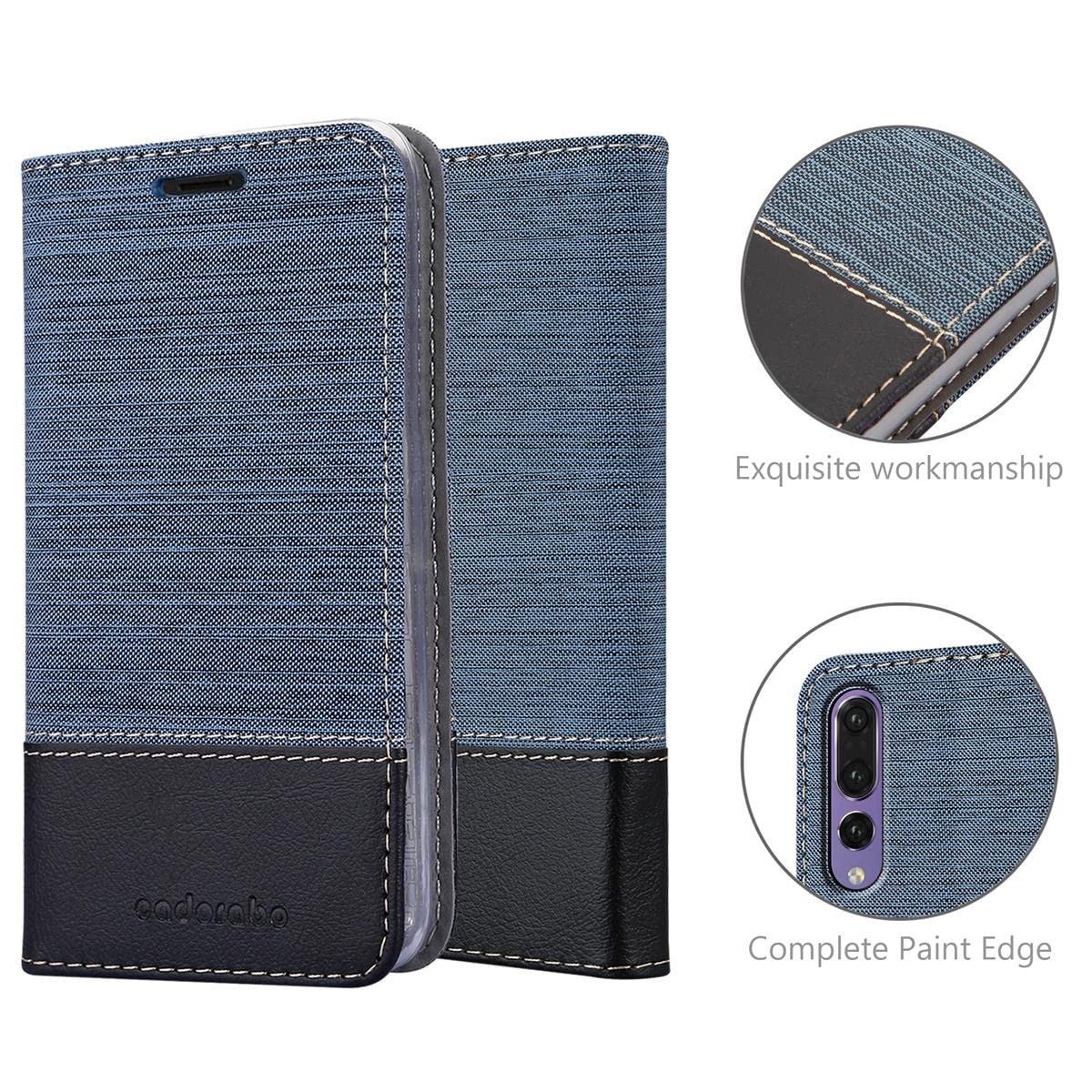 Cadorabo Custodia Libro Portafoglio Per Huawei P SMART PLUS - Chiusura Magnetica, Vani Carte, Funzione Stand - Colore: Blu Scuro - 3