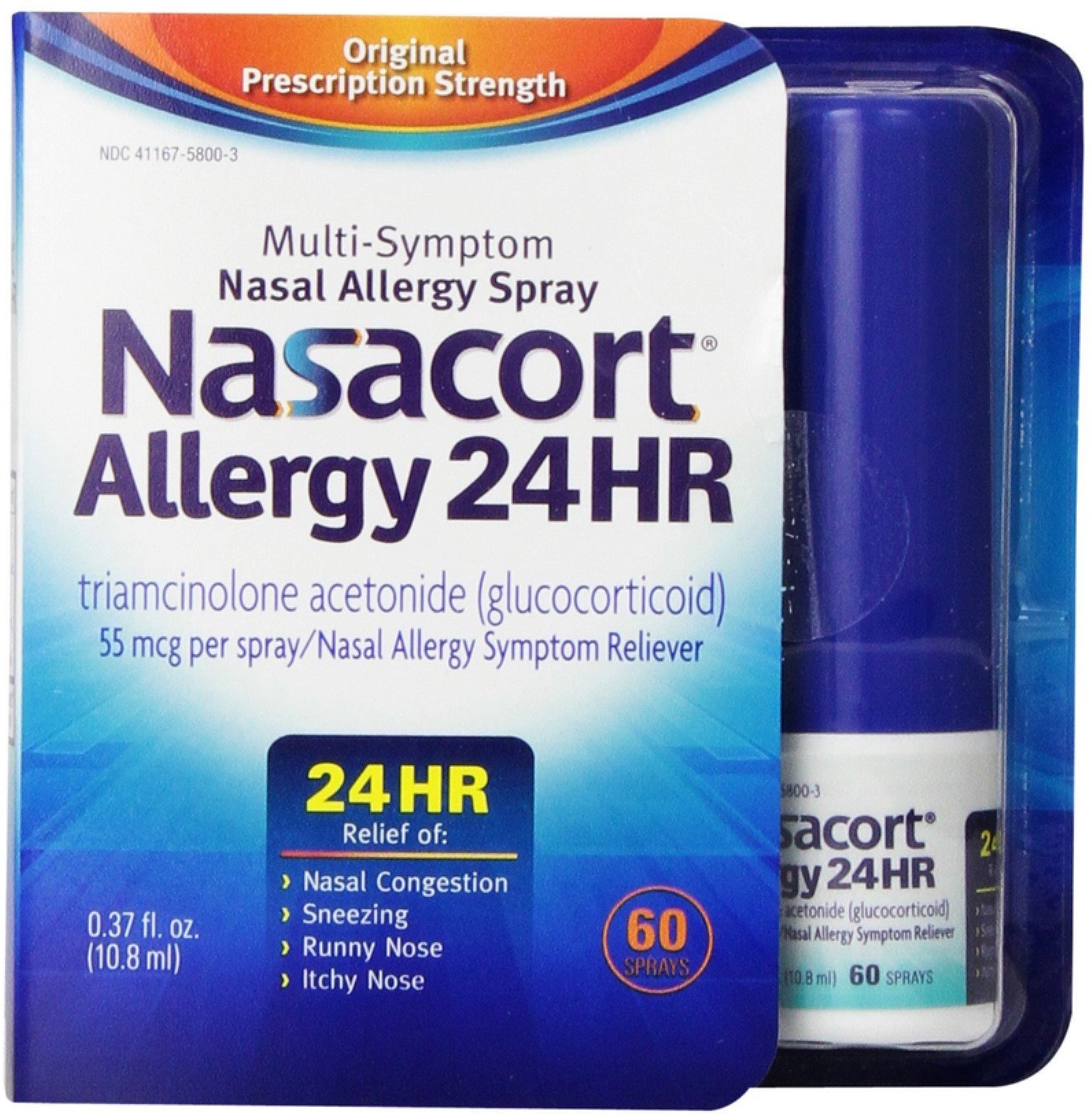 Nasacort Allergy 24 Hour 60 Sprays, 0.37 oz (Pack of 6)