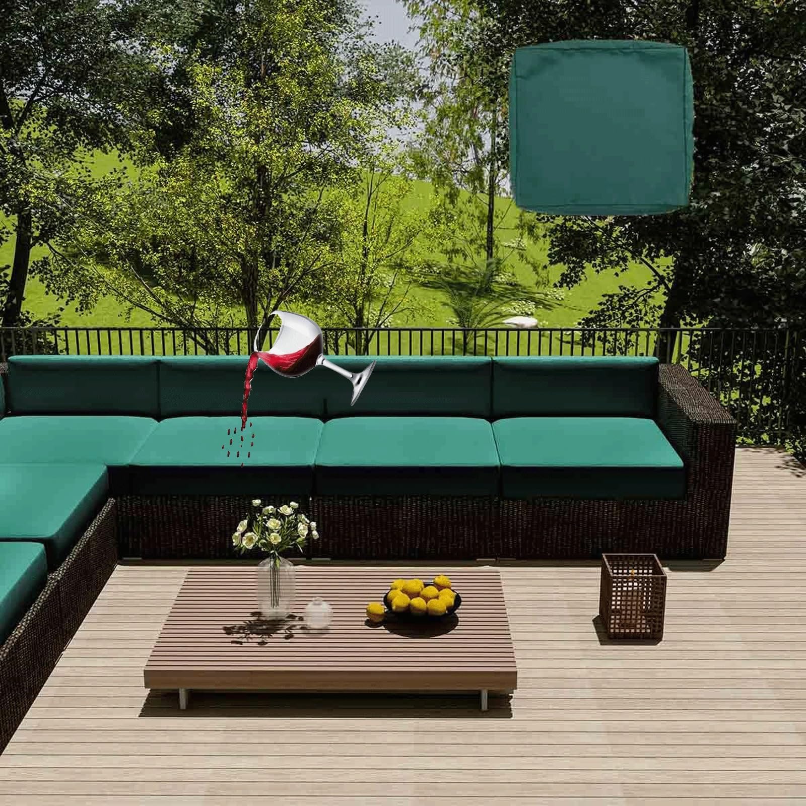 MCNDSI Outdoor Furniture Cushion Covers Waterproof Replacement Garden Chair Cushion Covers Rattan Garden Seat Cushion Covers Waterproof Outdoor Furniture Covers(Color9,60x55x10cm)