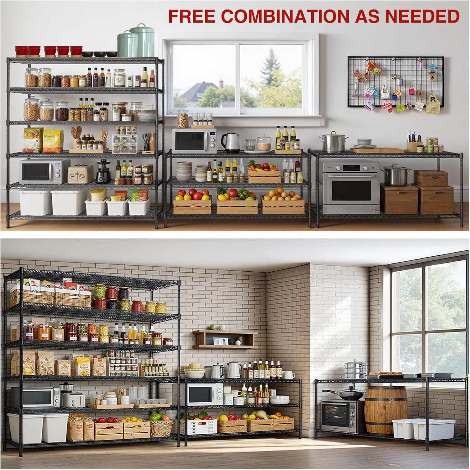 AIRAJ 46”W Storage Shelves with Wheels | 6 Tier Wire Shelving Heavy Duty | 3600 LBS Metal Shelving | Garage Shelving units and Storage | Wire Rack Adjustable Layer Height | 46”W×18”D×80”H | Indoor/Out