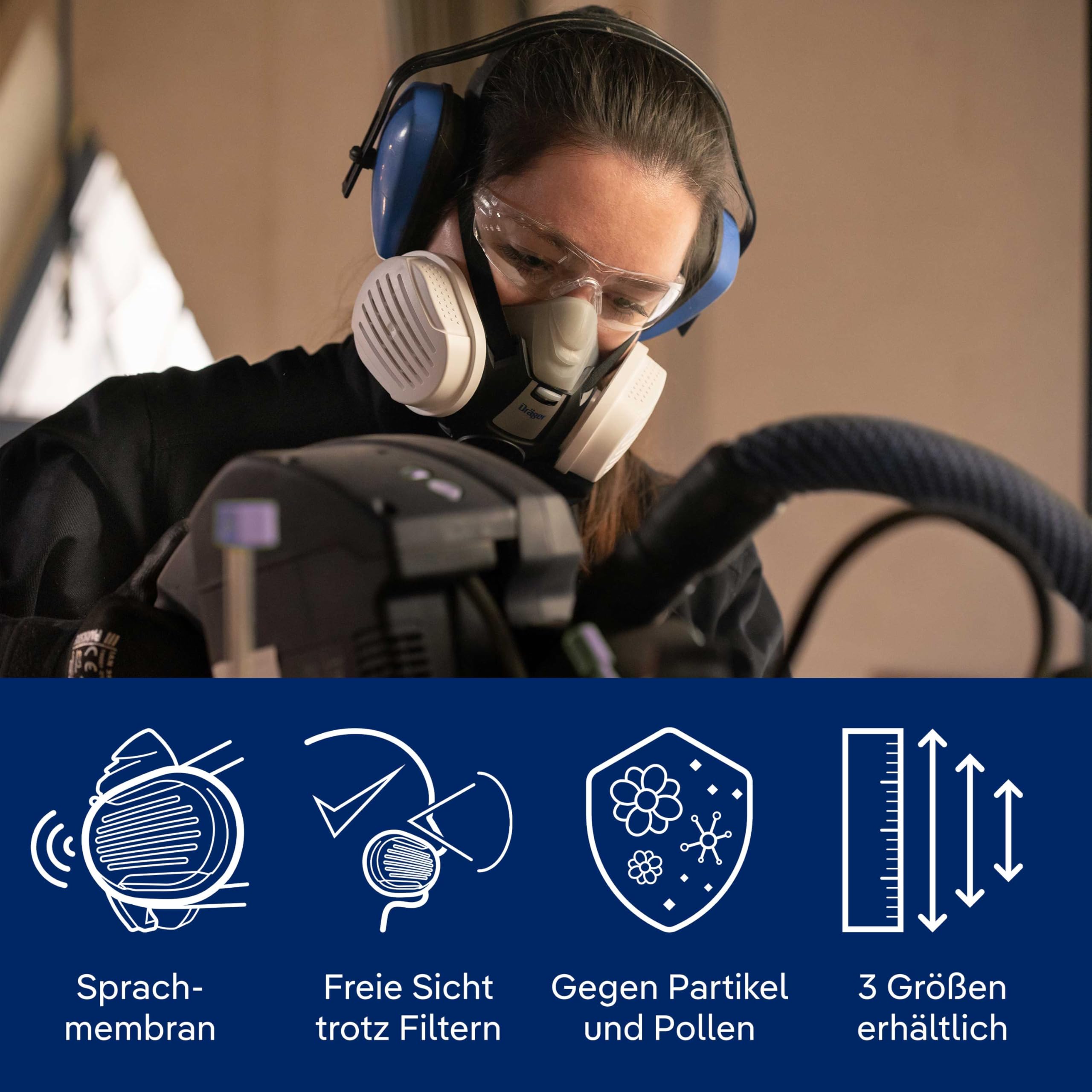 Dräger X-plore 3300 Handwerkerset mit P3 Partikelfilter – Halbmaske für Handwerker, zuverlässiger Schutz gegen Feinstaub, Partikel & Schimmel