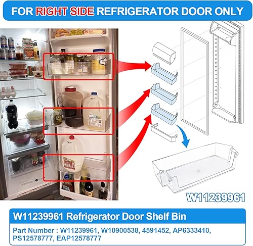 Miniatura 2 de Paquete de 2 MEJORADO W11239961 Reemplazo de estante para puerta de refrigerador Compatible con estante de puerta de refrigerador Whirlpool