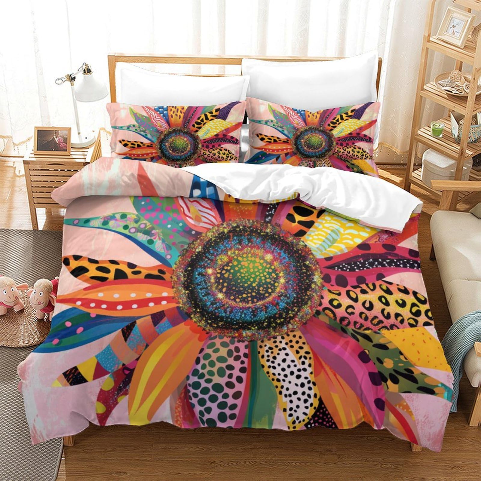 Housse de couette douce tournesol 260x220 anti-allergie résolvant le problème des nuits fraîches