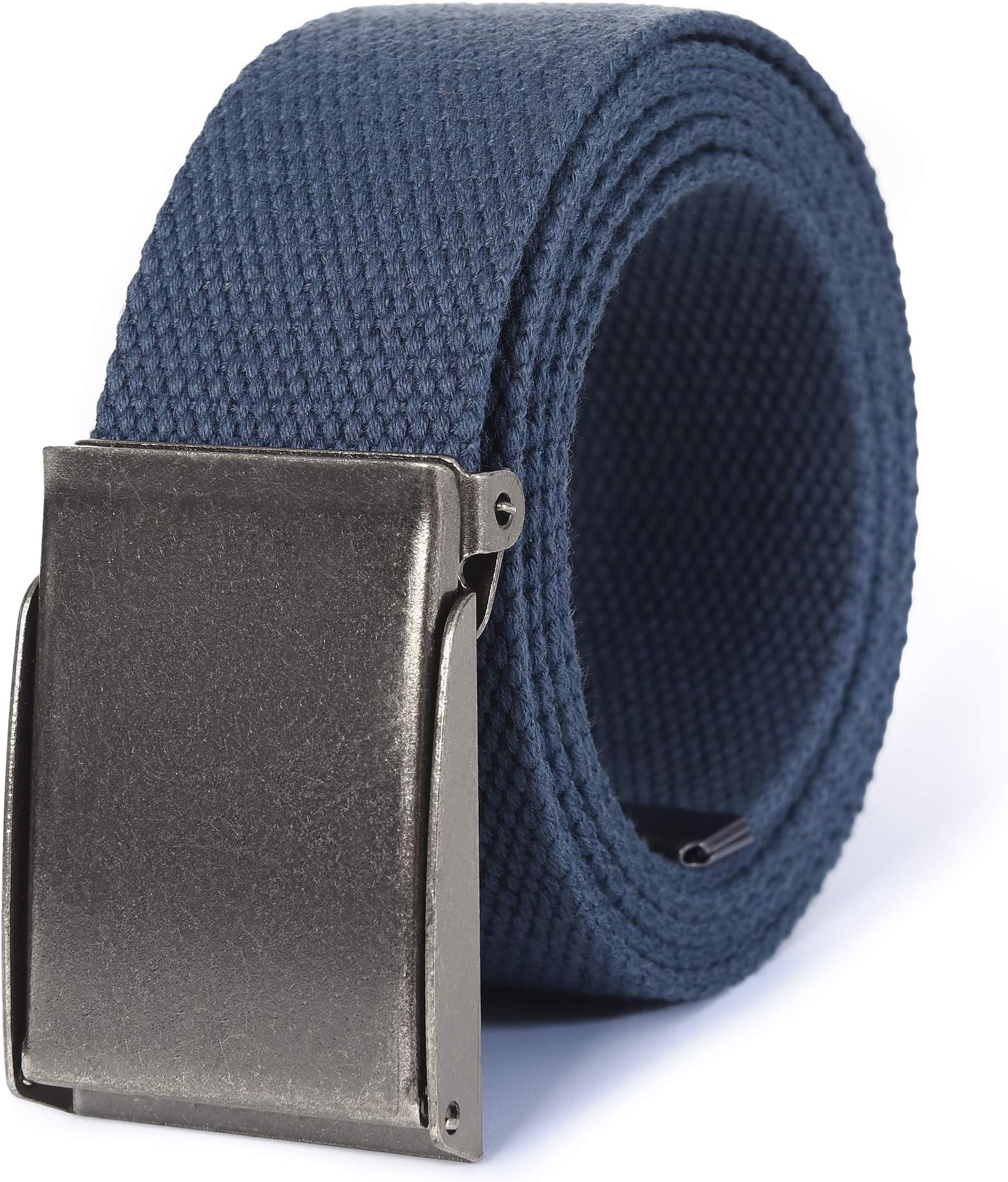 Canvas Web Belt | Cut to Fit Up to 52" | Flip-Top Matte Silver Nickel Buckle 12 Colors