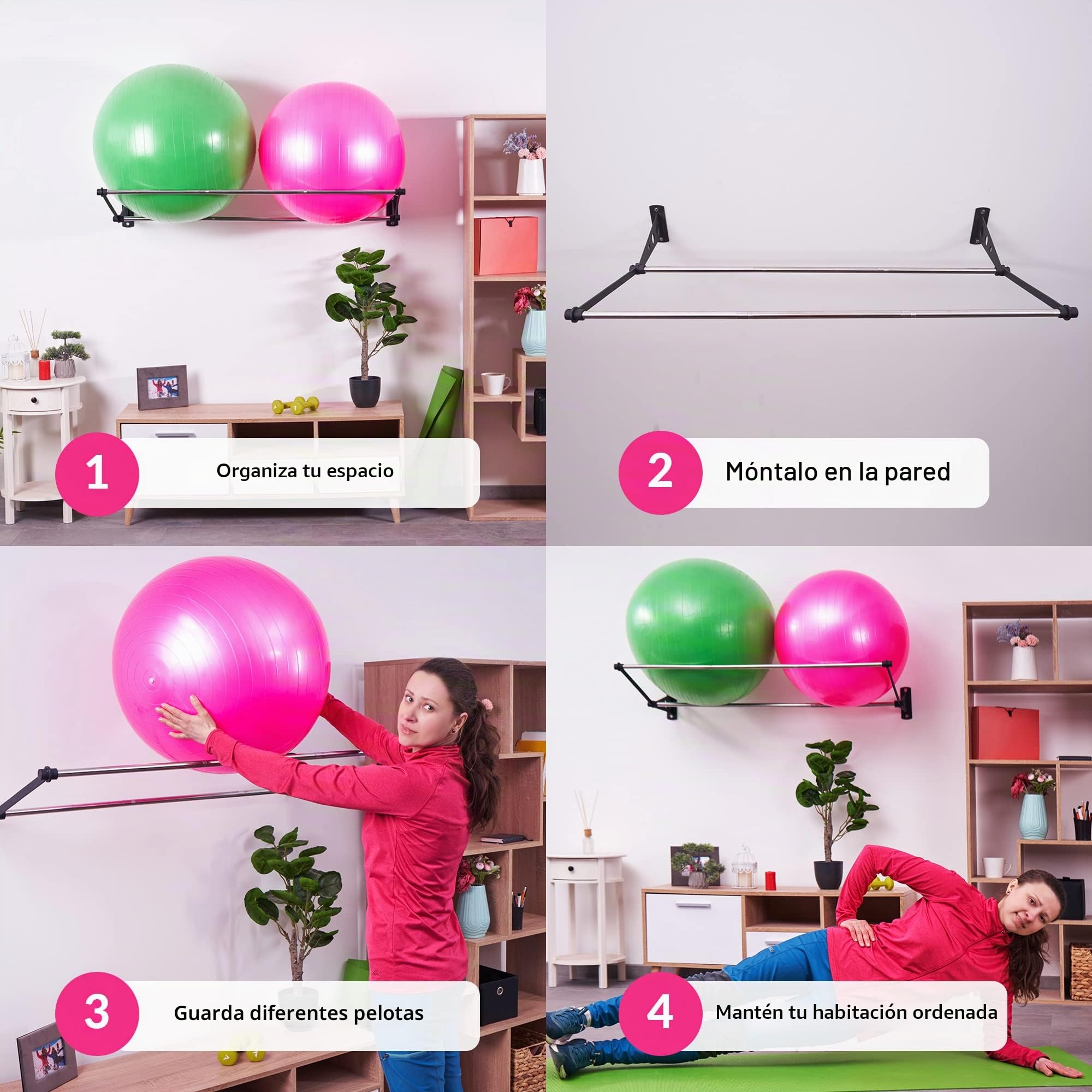 Soporte De Pared Para Pelotas De Ejercicio | Colgador De Pelotas | Para Pelotas De Yoga, Pelotas De Fitness | Soporte Pelotas Pilates Pared | Soporte Balon Futbol | Soporte Balon de Pilates