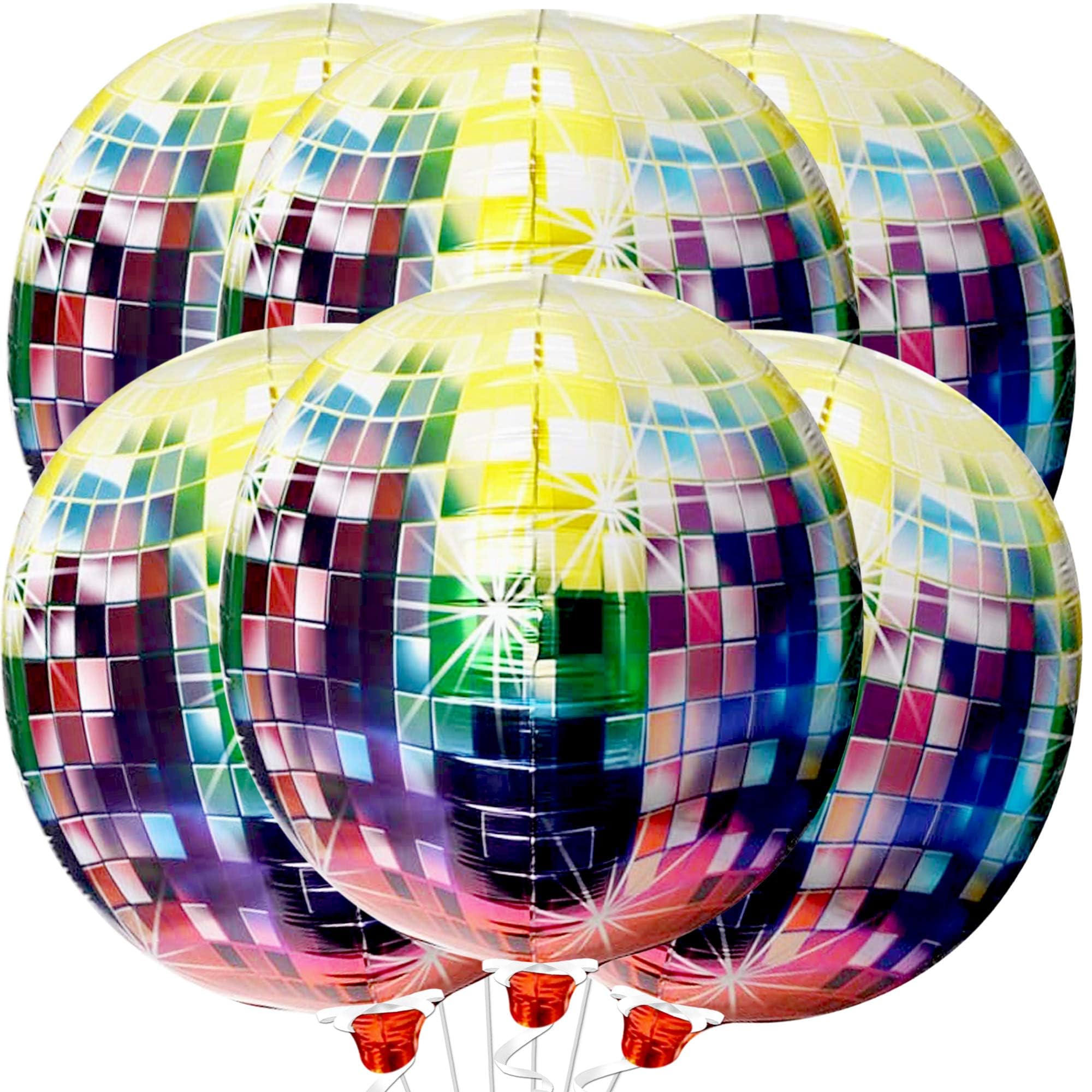 Mirror Balloons, 6 Pcs Disco Metallic Balloons for 70s Party Decorations, 22 Inch 4D Sphere Balloons for Inflatable Mamma Mia Party Decorations, Mylar Balloons for Birthday Party (Multicolor)