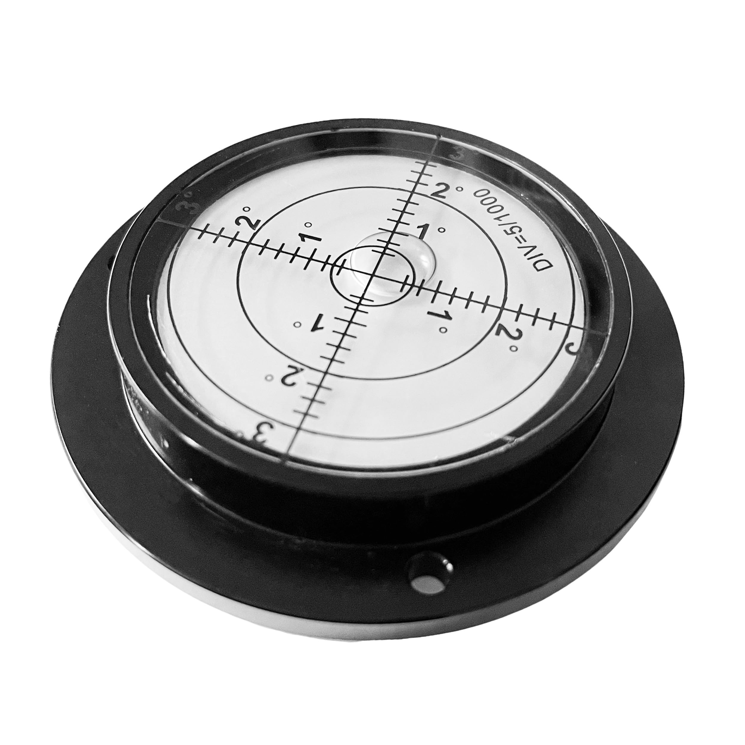 Grand niveau à bulle rond avec boîtier en aluminium (80x62x15 mm, noir)