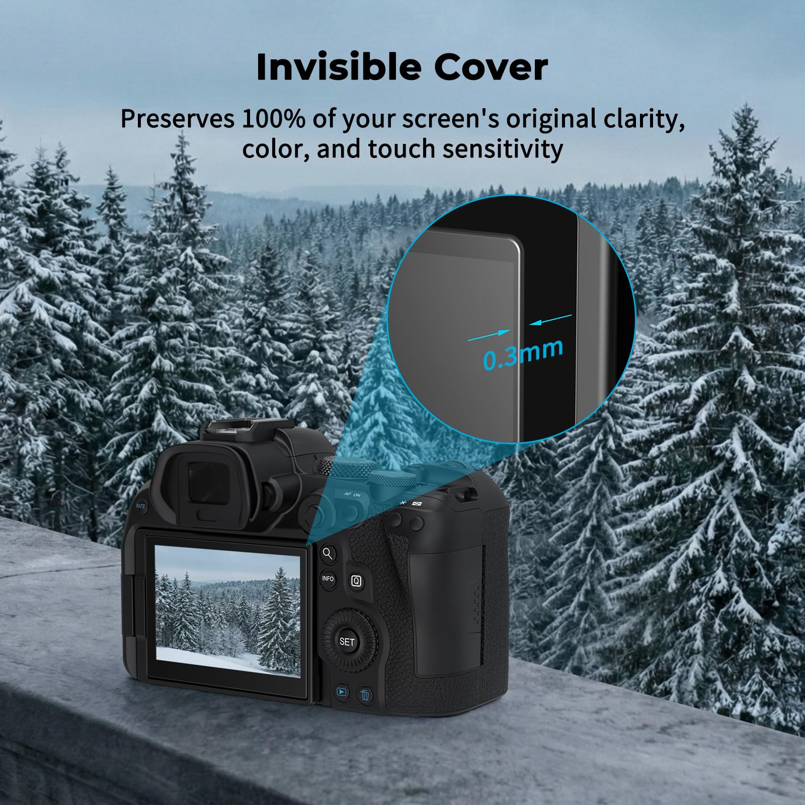 SMALLRIG Zestaw 3 folii ochronnych do Canon R6 / R6 II / R7, ultracienka powłoka ze szkła hartowanego o grubości 0,3 mm, zaokrąglone krawędzie 2.5D - 5805