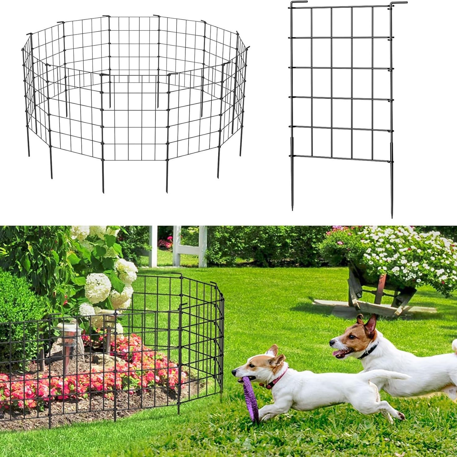 10 Pack Anti Dig Metal Wire Garden Fence Rustproof Animal Barrier Border Fencing for Small Dogs Rabbits Outdoor Yard Flower Bed Landscape