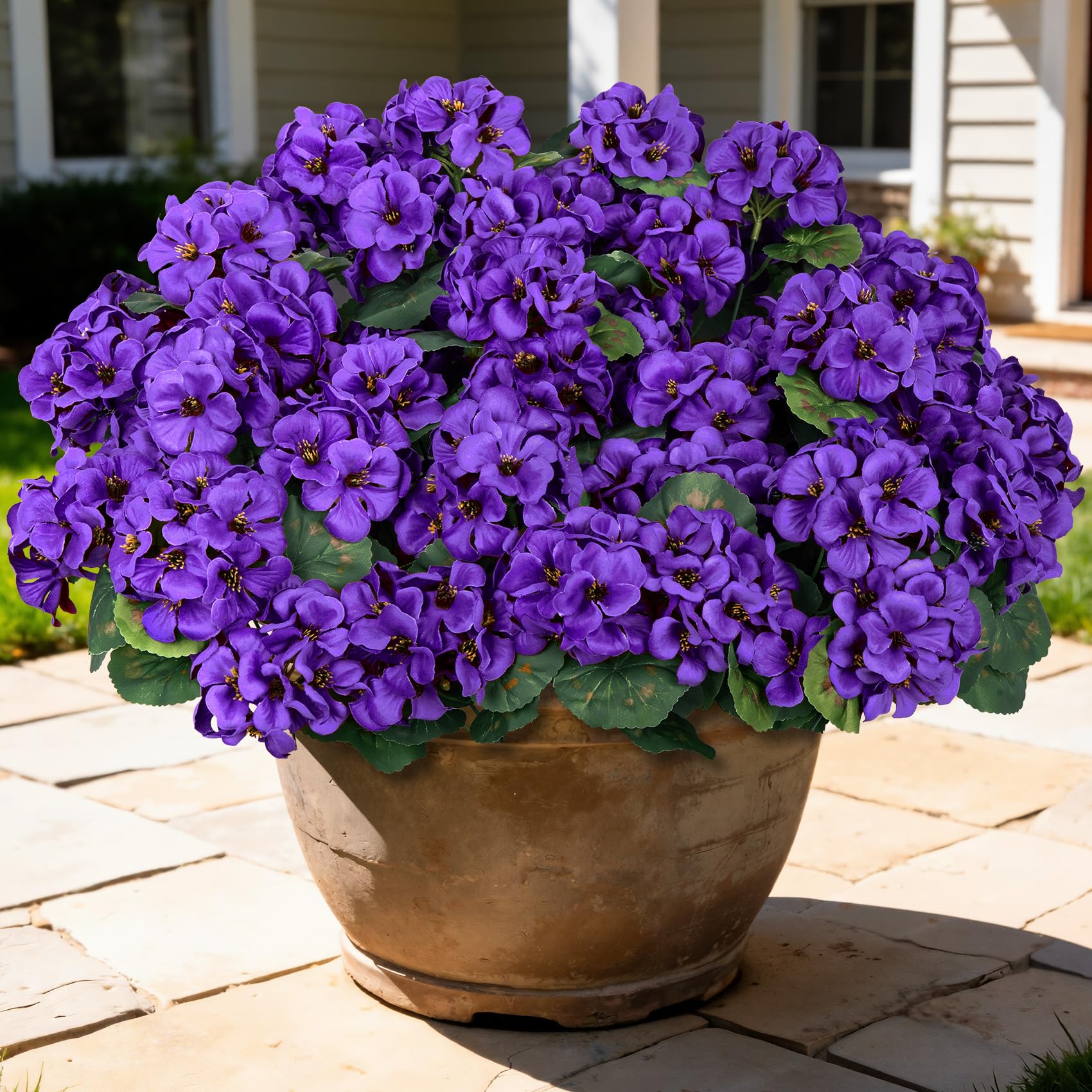 Besteek 8 Pcs 17' Artificial Geranium Flowers for Outdoors