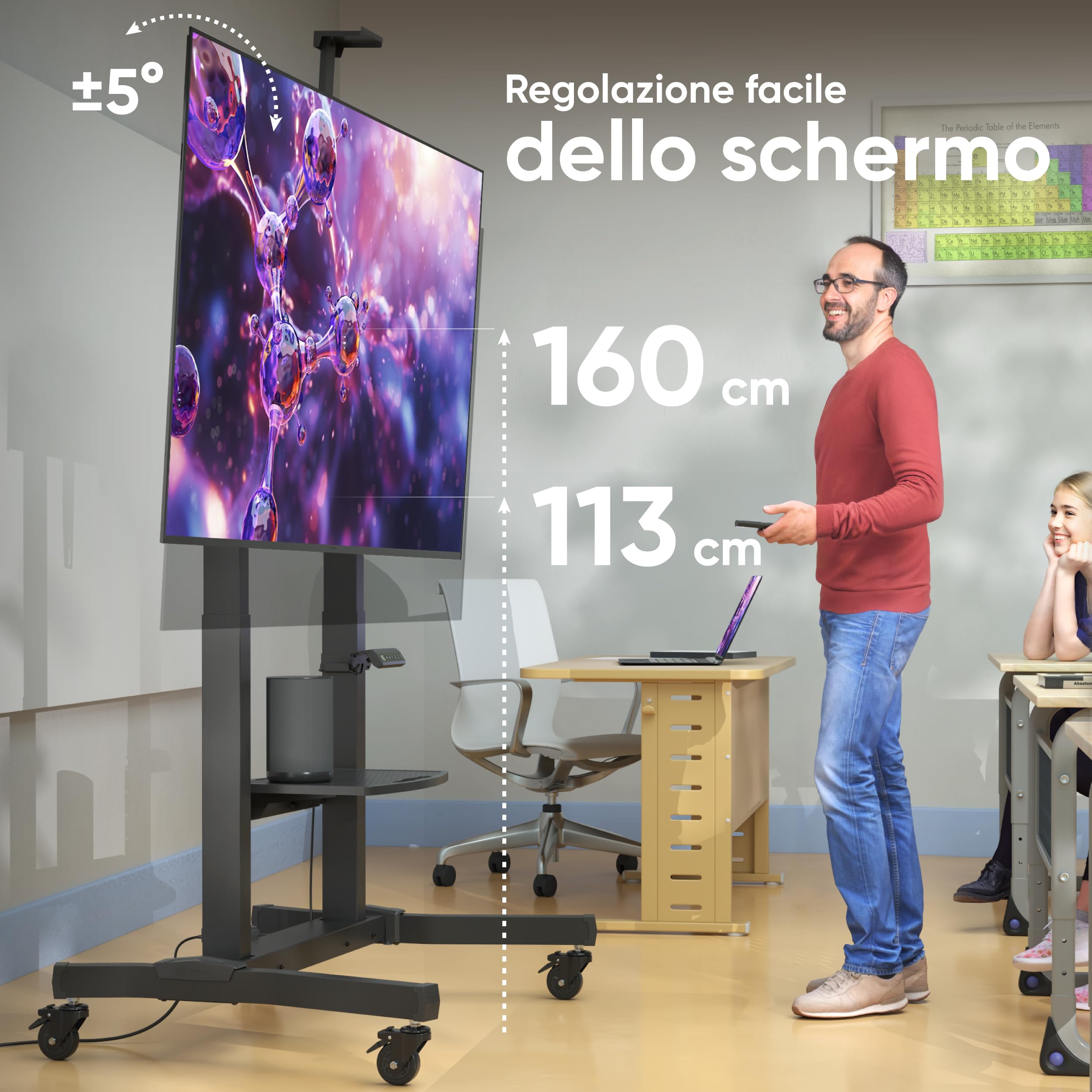 ONKRON Supporto TV Elettrico 50"-100", 120 kg, max VESA 1000x600, TS1991E-B
