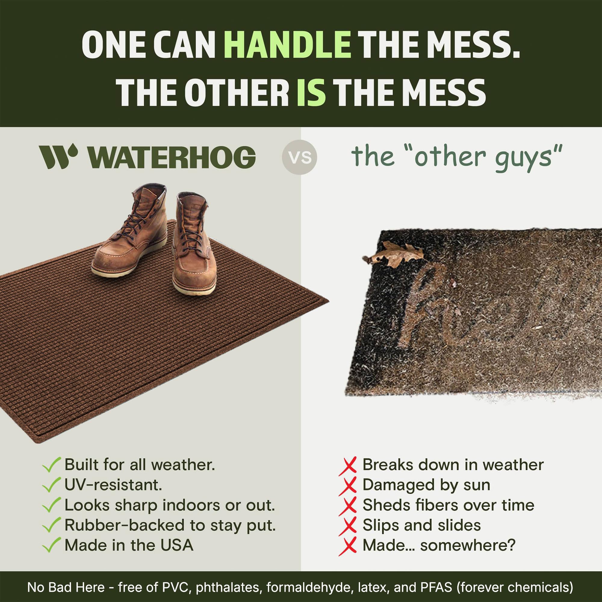 WaterHog Squares Heavy Duty Front Door Mat, 23"x35.5", Dark Brown — Amazon image 5