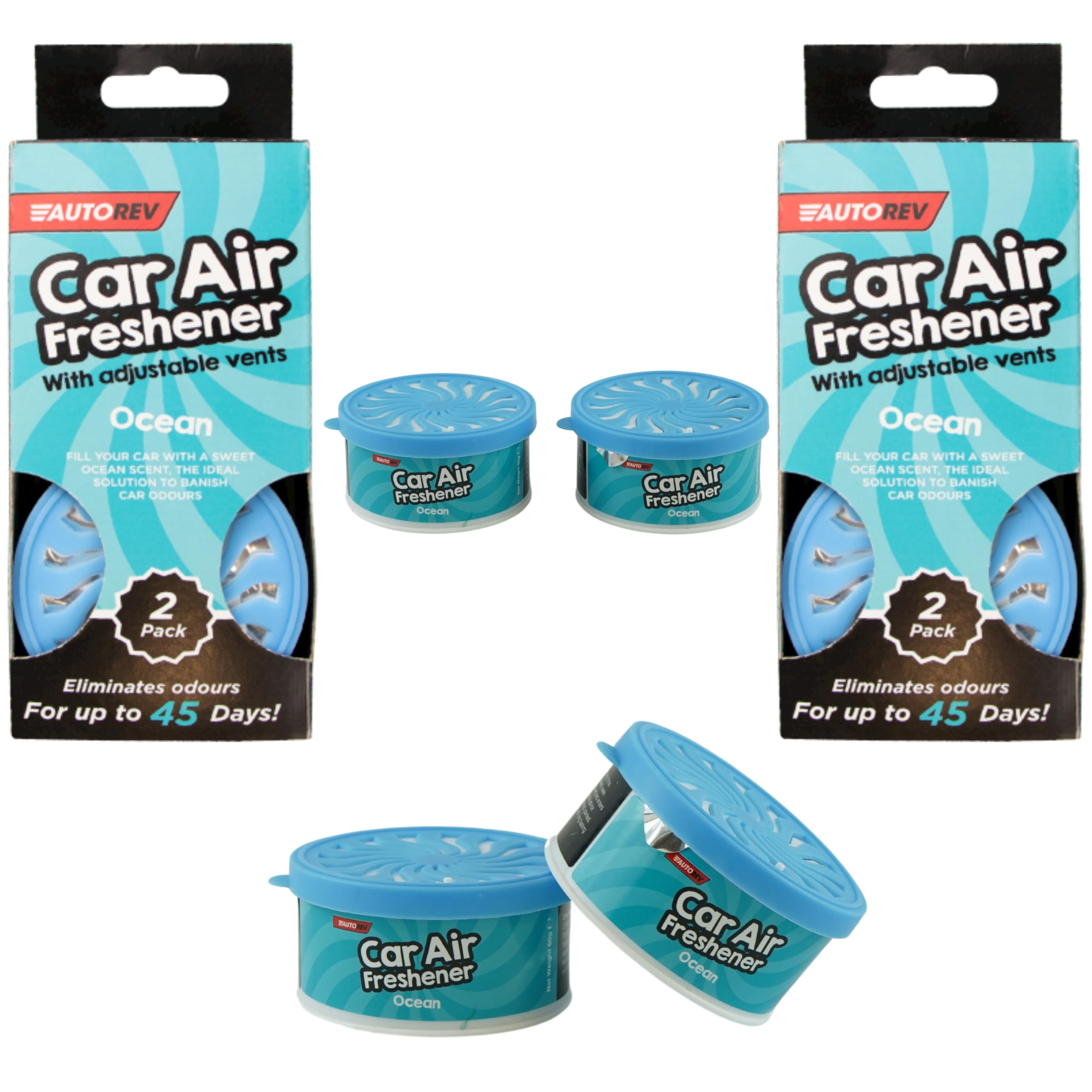 Ocean Car Air Freshener Adjustable Vents Long Lasting Fragrance Cool Breeze Scent Up to 45 Days Refresher Neutralizes Odor Eliminator Personalized Gift Custom Car Freshies 4 Pack