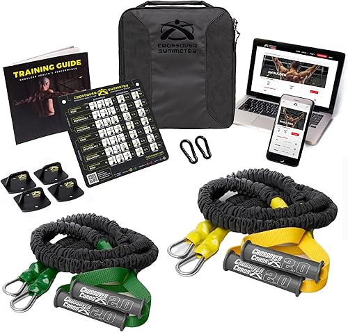 Miniatura 7 de Crossover Symmetry El sistema de hombro incluye dos juegos de bandas de resistencia guía de entrenamiento tabla de ejercicios entrenamientos en