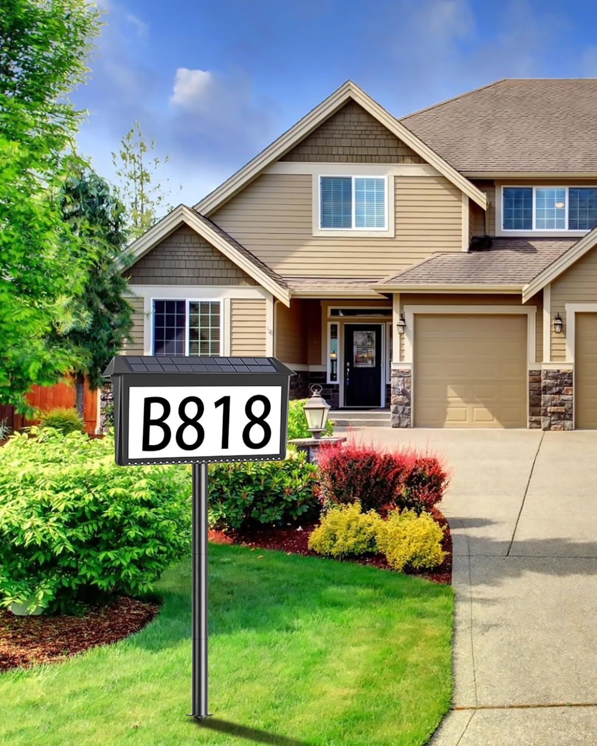 Solar House Numbers for Outside, Waterproof Illuminated House Number Plaque, Solar Led Address Sign for Yard,Home, Garden, Lawn and Street