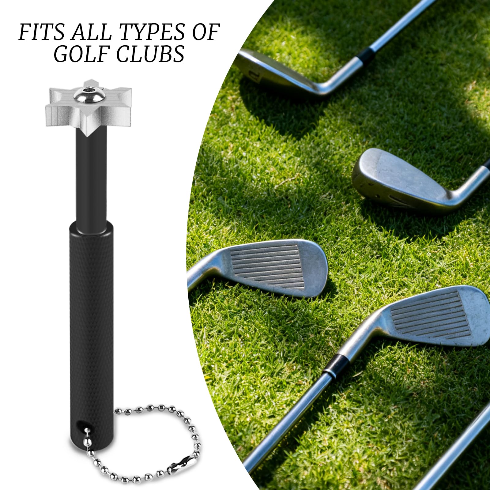 Ykimok Golfschläger Groove Sharpener mit 6 Köpfen, Nachrillen und Reinigungswerkzeug für Eisen und Keile, Rillenschärfer mit Aufbewahrungsrohr, Schwarz