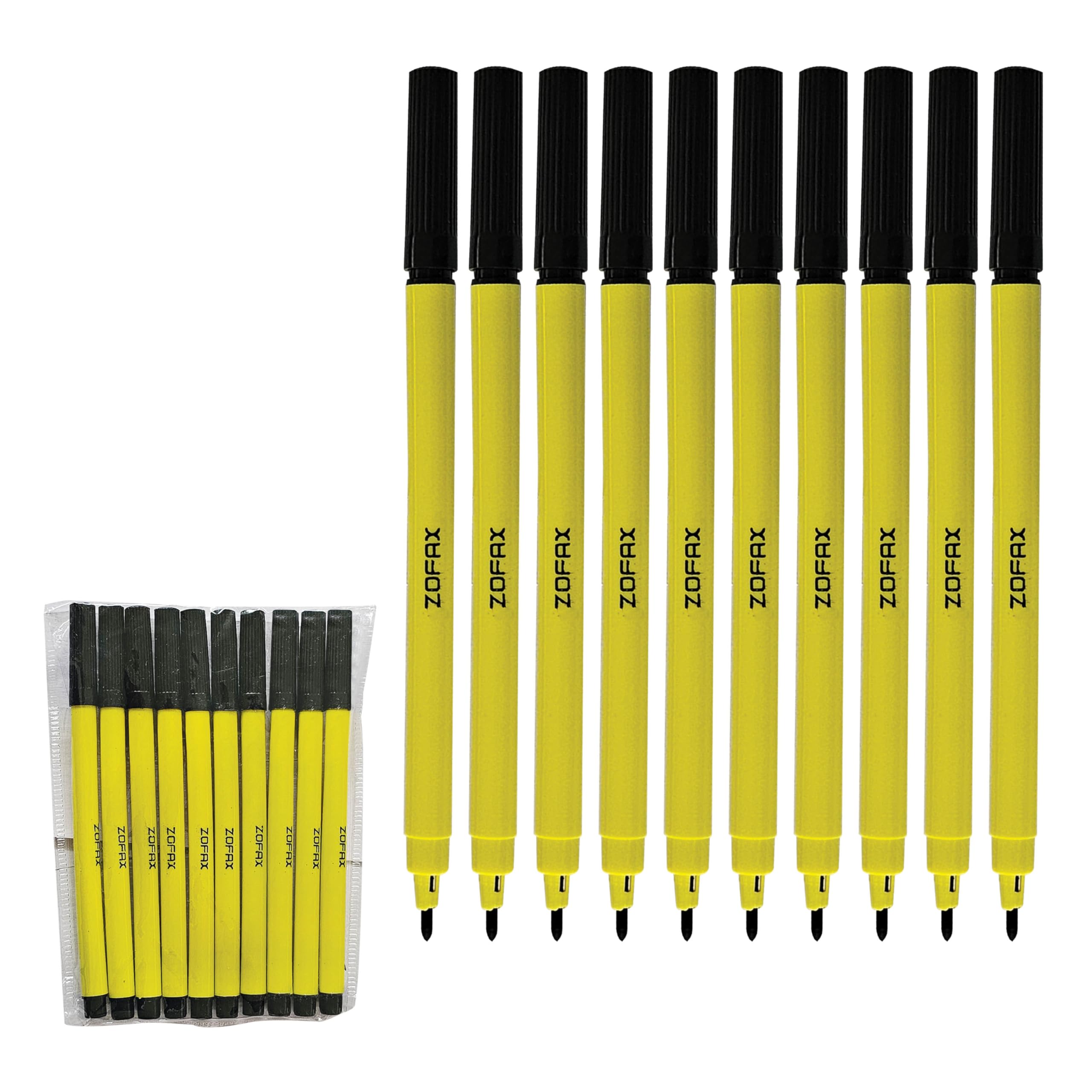 Felto Felt Tip Colouring Pens, BLACK, Fine Point, Pack of 20, Felt Tip Pens for School Office Home Everyday Use, Ideal for Draw Sketch Write Mark Colour