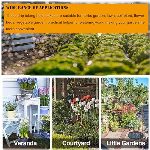 Miniatura 7 de 100 estacas de apoyo de riego por goteo para manguera de tubo de 14 de pulgada, macizos de flores, huertos, jardines de hierbas (100 unidades)