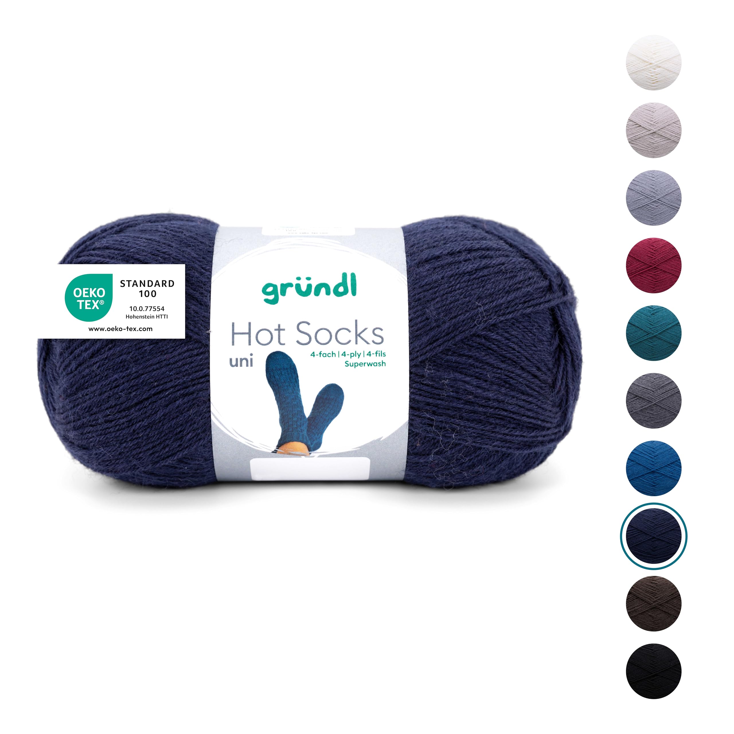 Gründl Laine Hot Socks Uni 100 4 Fils - Laine à Chaussettes Pour 1