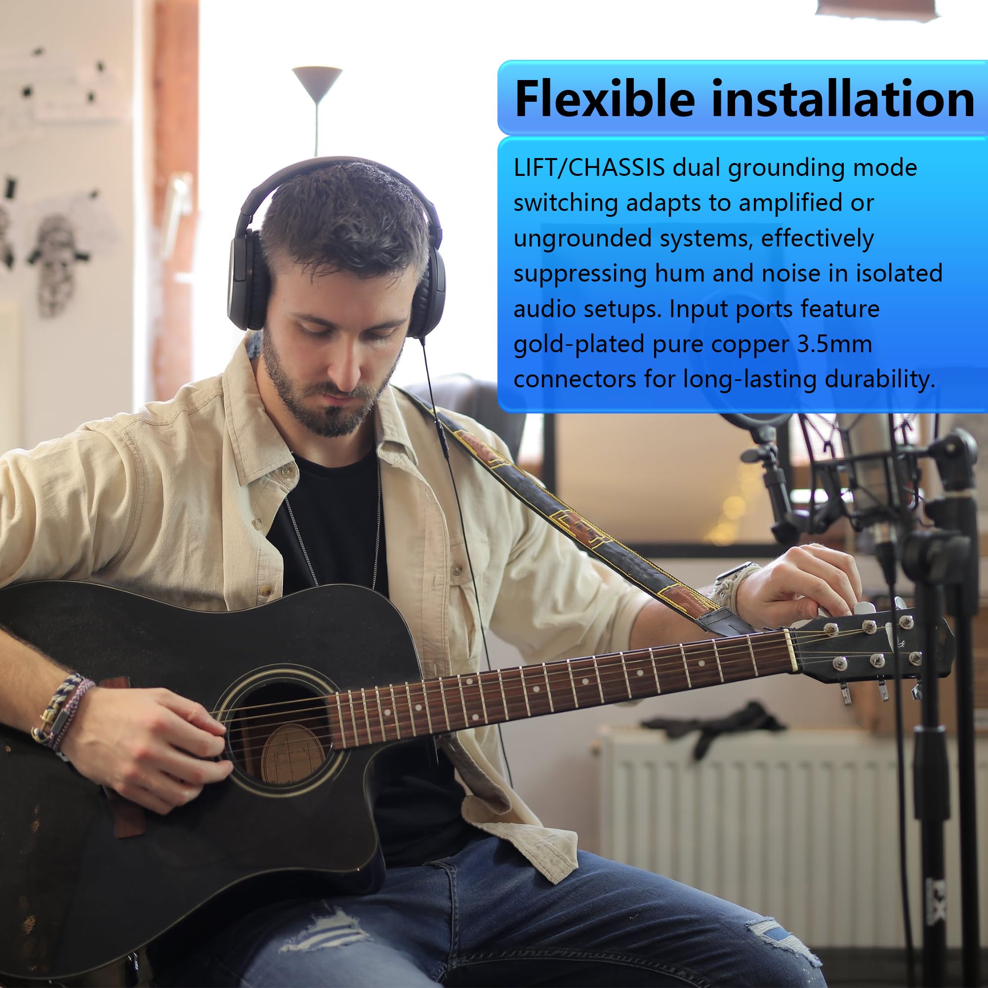 CERRXIAN Isolatore acustico da 3,5 mm, eliminatore di ronzio, isolamento del segnale audio da 3,5 mm, elimina le interferenze acustiche, elimina il ronzio del circuito di messa a terra per uso in