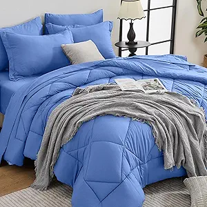 HEVUMYI Royal Blue Full Comforter Set - 7-Piece All Season Bed in a Bag Full, Ultra Soft Bedding Set with Comforter, Flat Sheet, Fitted Sheet, Pillowcases, Pillow Shams