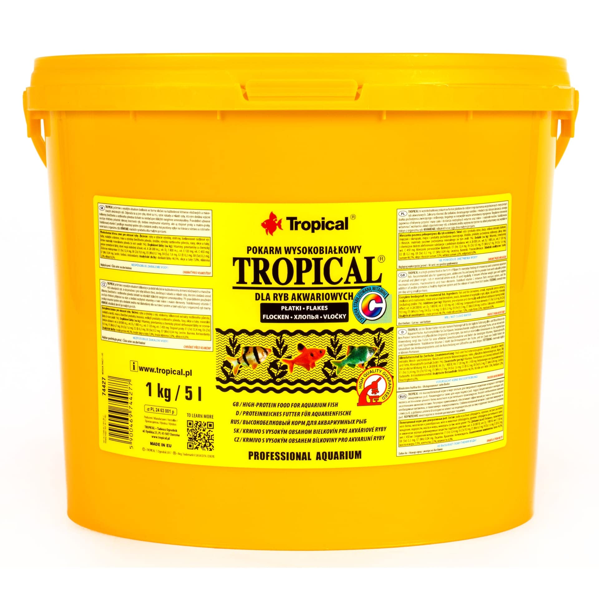 Tropical 5L / 1kg - alimento para Peces en Forma de Escamas con un Alto Contenido de proteínas