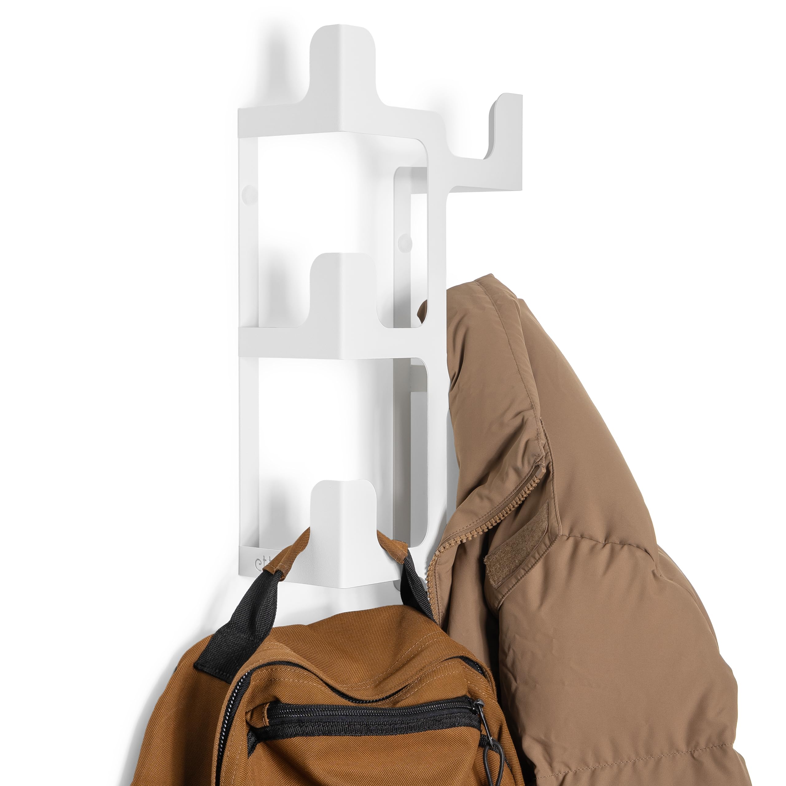 Wieszak ścienny Nowoczesny Organizator Wejście Przedpokój Łazienka Metalowy Wieszak Minimalistyczny Dekoracyjny Design Wieszak Z Hakami Na Płaszcze Ręczniki Kurtki (Biały)