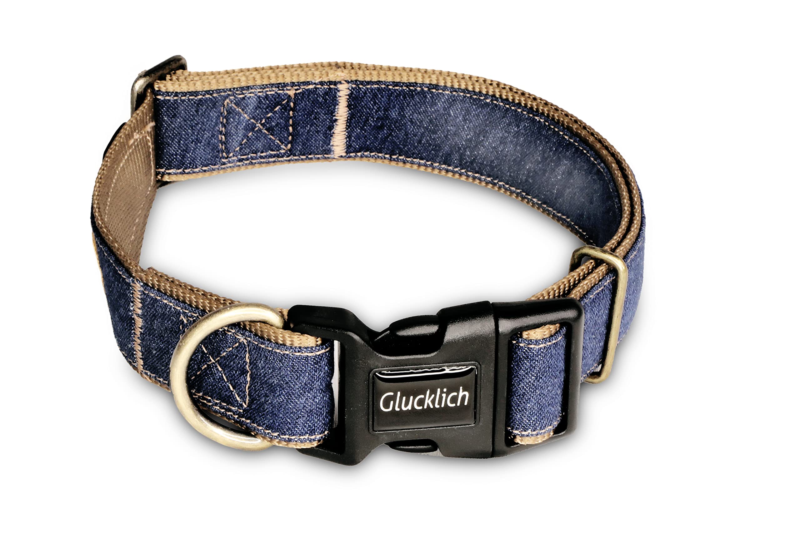 Glucklich Denim Adjustable Dog Collar with Quick Release Buckle & Brass D-Ring - Durable Pet Collar for Small, Large, Medium Dogs-Girl Boy Puppy Walking Running Training Collar (S, Dark Blue) (B0BFB9JNQ2) Amazon Price History, Amazon Price Tracker