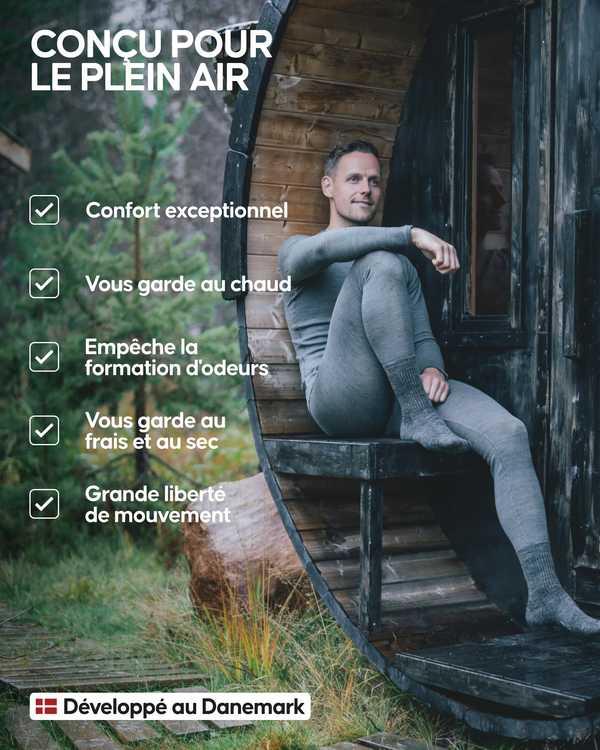 DANISH ENDURANCE Leggings Thermiques en Laine Mérinos pour Hommes, sous-Vêtement Homme Premium avec ou sans Braguette