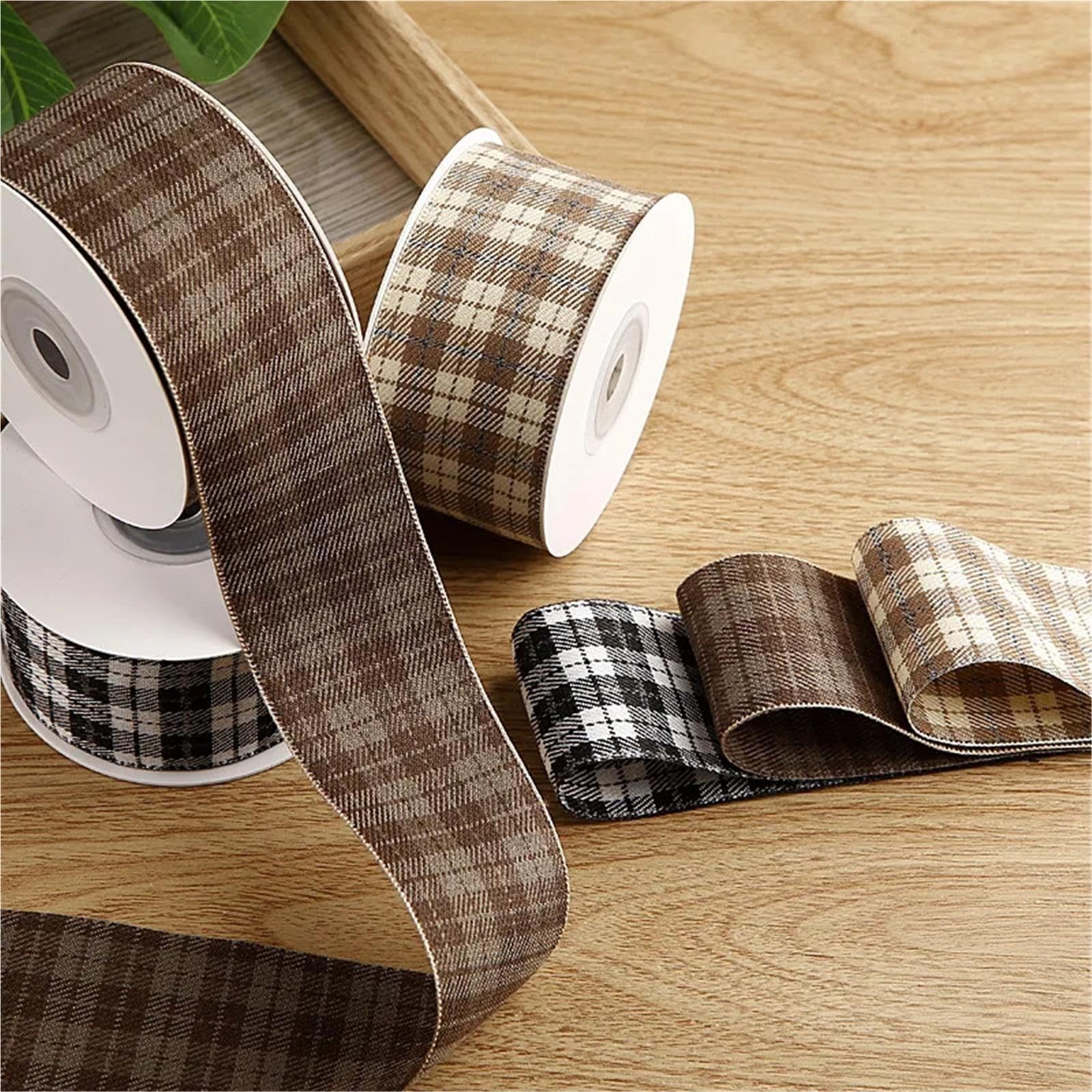 WNBFTTK Nastro Quadretti Nastro a Fascia Scozzese Bicolore da 19 Metri