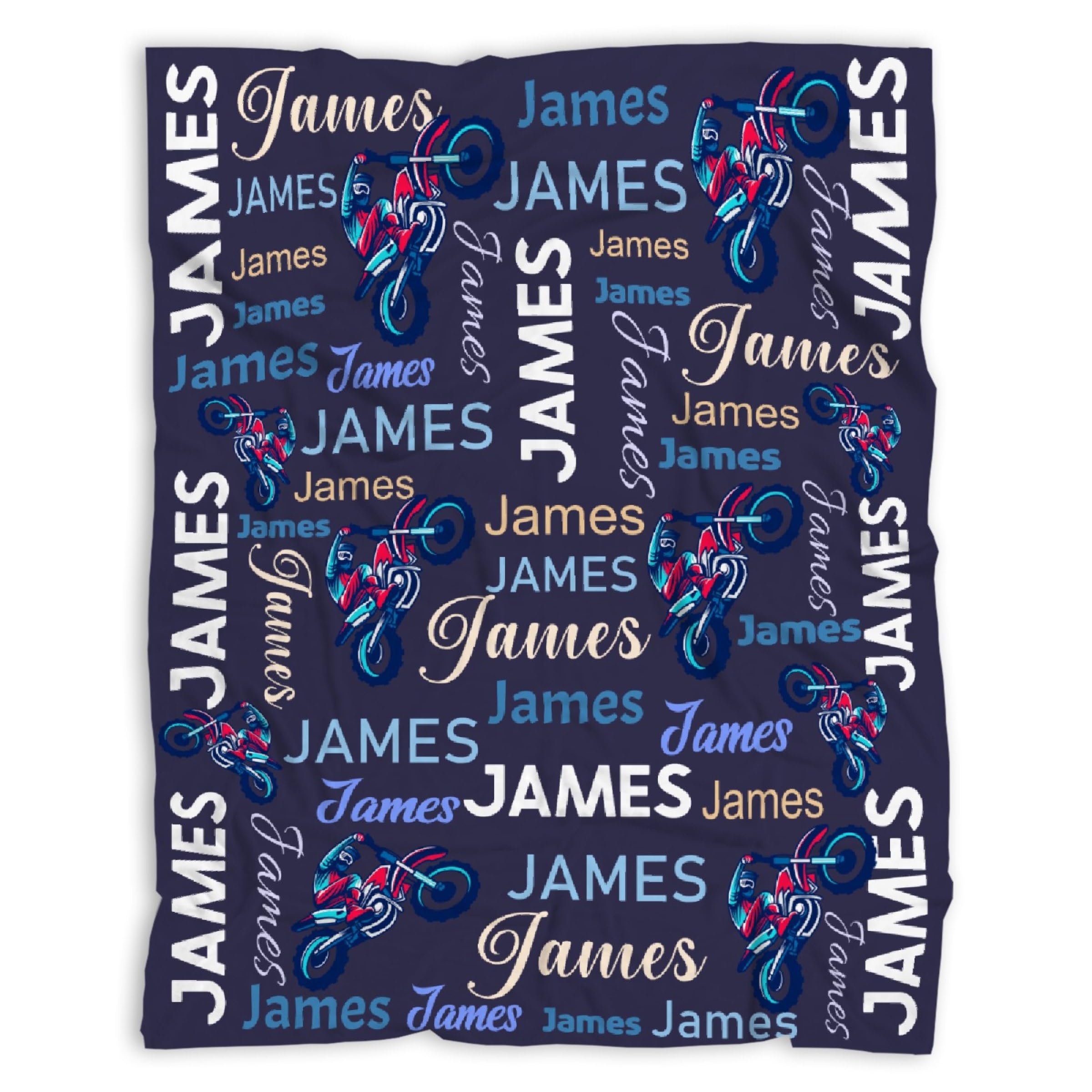 Personalized Motorcycle Dirt Bike Blanket Custom Motorcycle Blanket
