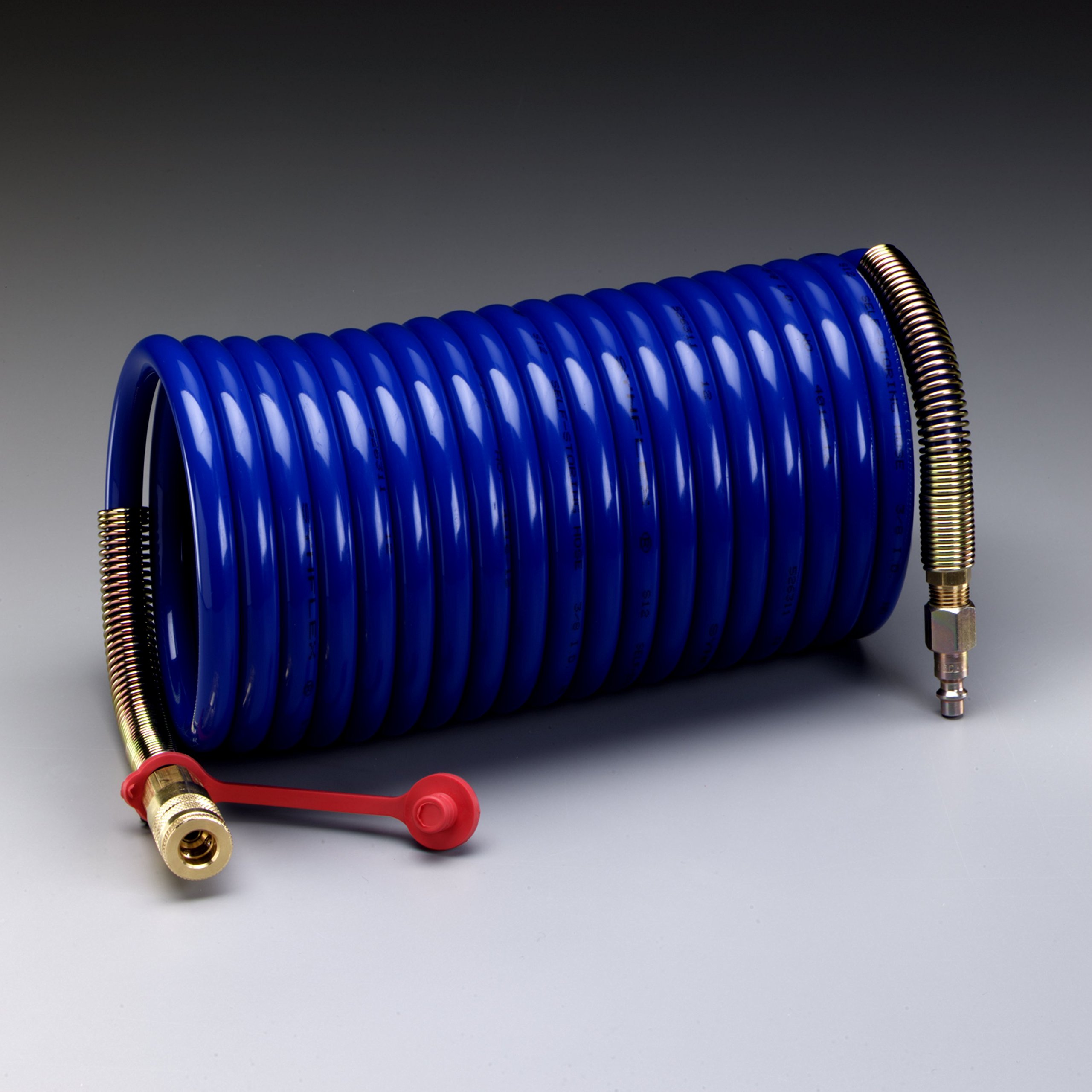 Manguera de aire W-2929 de alta presión de 3/8 ID en espiral azul de nailon con acoples de 50 pies 2