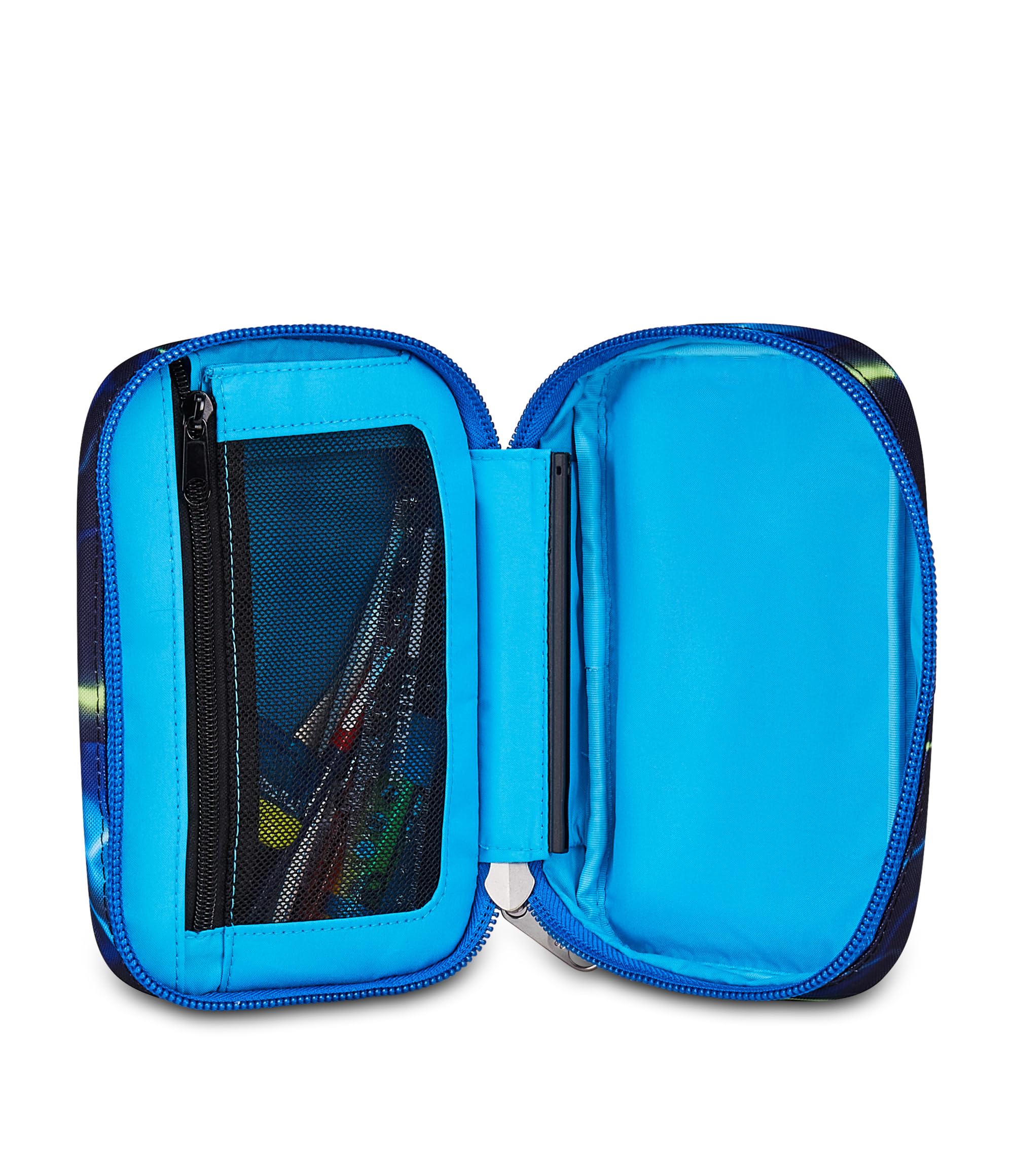 Seven Astuccio Scuola Speed Pad Plus ELECTRICVIBE BOY, Blu, Portapenne attrezzato, 45 pezzi, Planche amovibili, Tasca interna per cancelleria, Accessori Zaino, Scuola elementare e media, Bambino