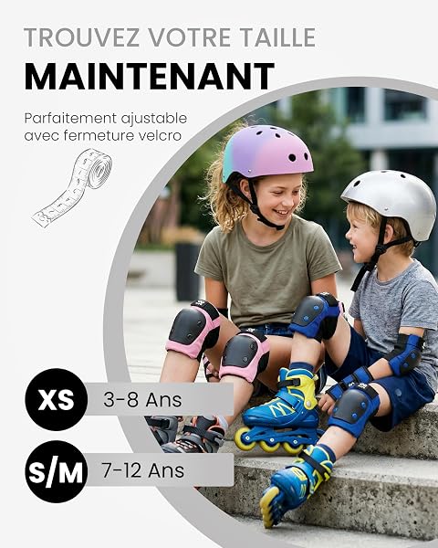 99FLIPS Protection Skateboard Enfant - Protection Velo Enfant 3 Ans - Protege Genoux Skateboard, Skate et Freestyle BMX - Slide - Taille SM Noir - 3