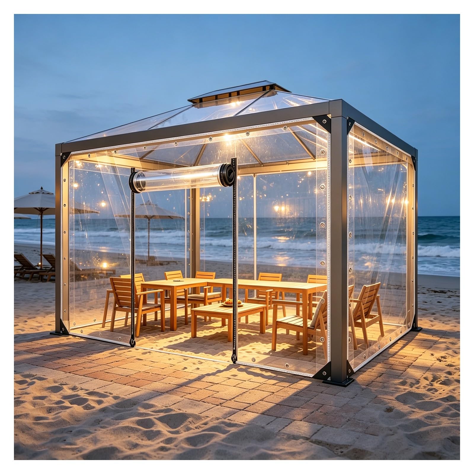 Waterproof Tarpaulin With Grommets,0.5mm Pvc Transparent Tarpaulin Side Panels,Pergola Gazebo Patio Partition Curtains With Zipper，clear tarps heavy duty waterproof(H2.2xW3.5m/H7.2xW11.4ft)