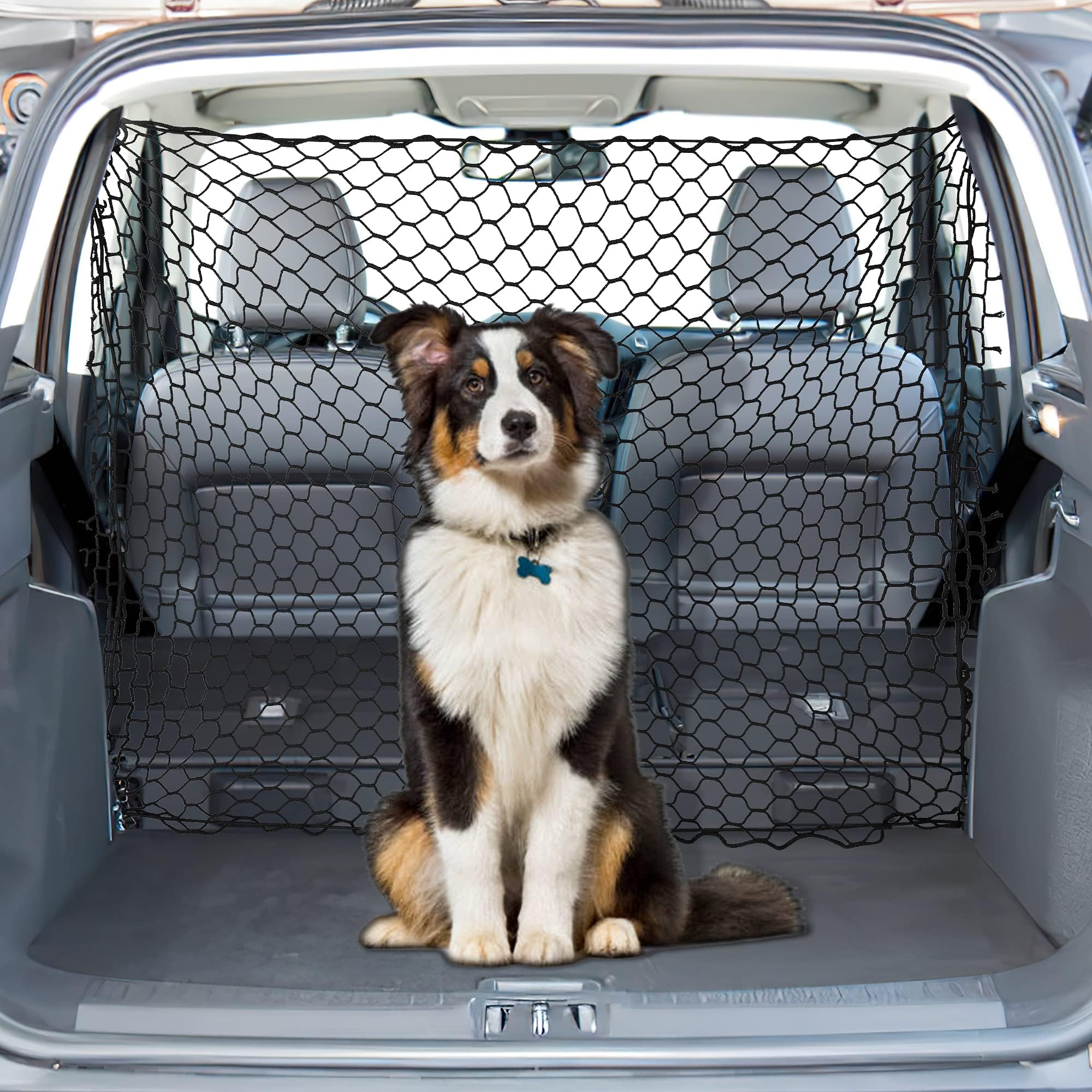 YDSTNiu 1 Pack Pet Dog Car Barrier Cargo Net for VW Touareg (7L 7P CR 2002-2025 2026), Adjustable SafetyMesh Netting, Back Seat Travel Protector Guard