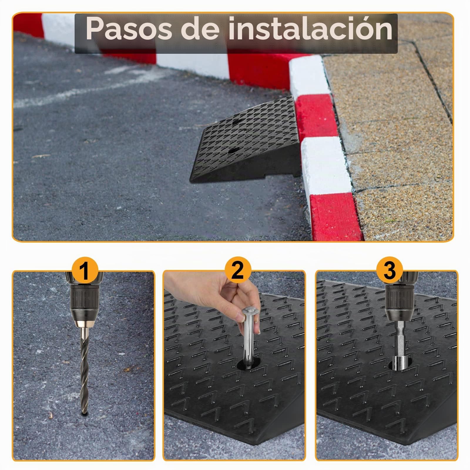 NAIZY Rampa de goma para bordillos, 2 unidades, 10 cm de alto, portátil, antideslizante, para coche, silla de ruedas