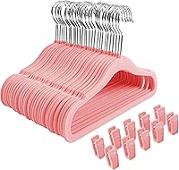 Vista 7 de Finnhomy Perchas antideslizantes para ropa para bebés y niños, paquete de 30 perchas de terciopelo con 10 clips para los dedos, color blanco