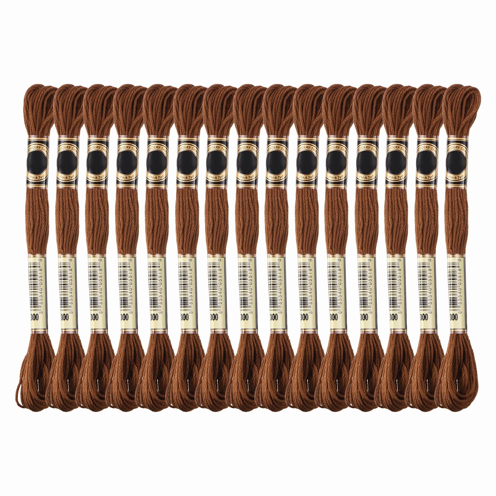 PATIKIL 15 Skeins Embroidery Floss, Solid Colors Polyester Embroidery Threads Friendship Bracelets String for Cross-Stitch Hand Embroidery, Dark Brown
