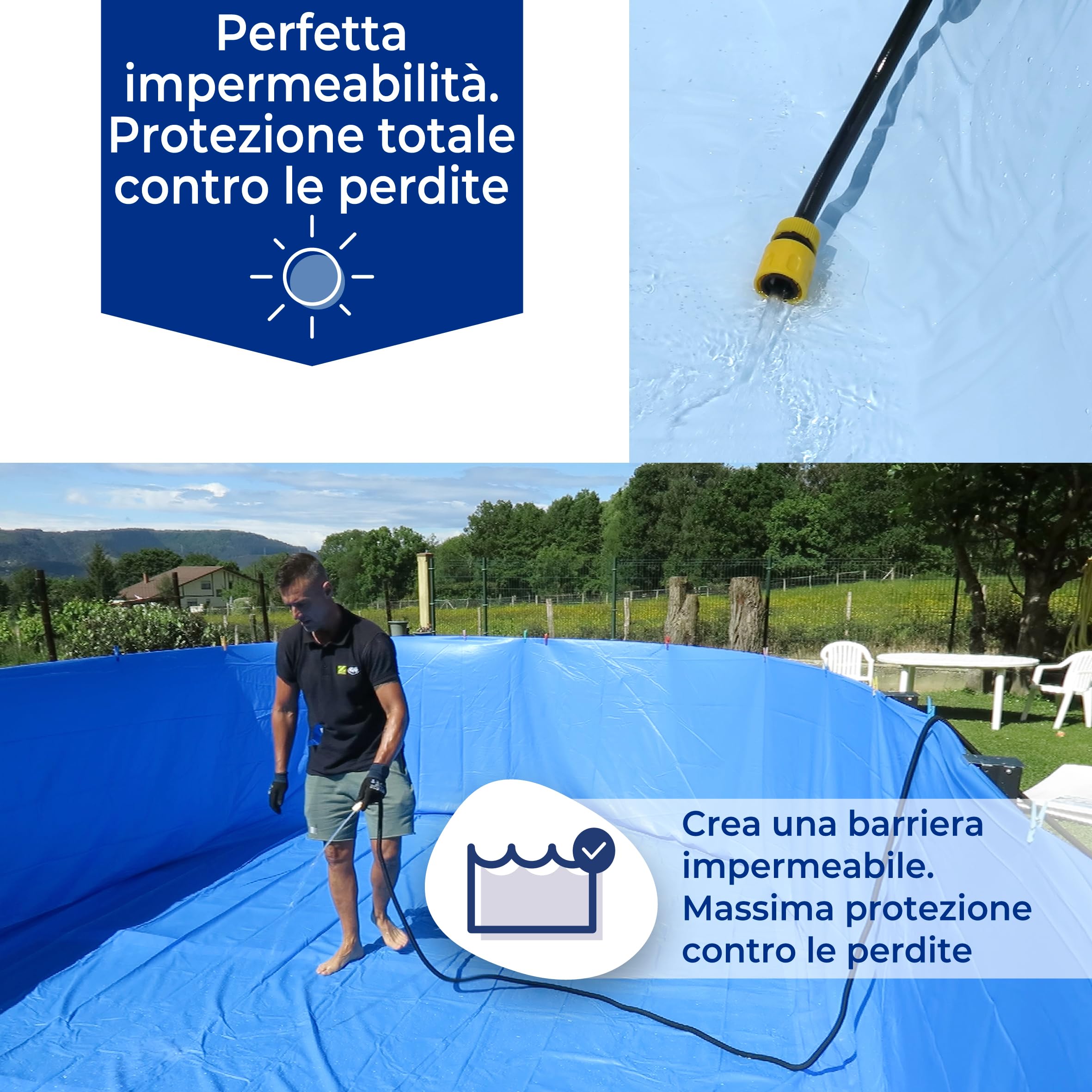 Gre Liner PVC Impermeabile Piscina Rotonda 550x132 cm Blu Aggancio