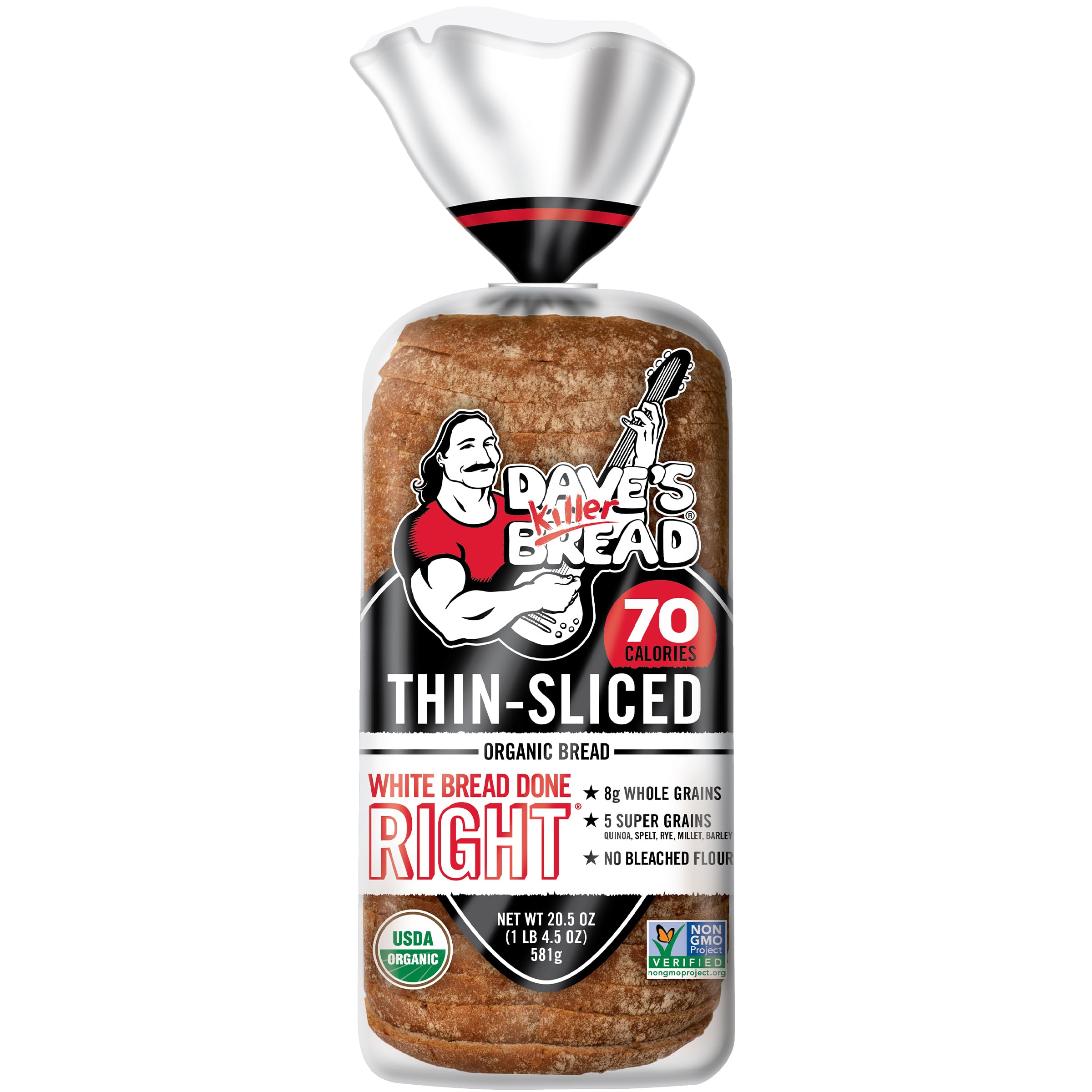 Dave's Killer Bread White Bread Done Right Thin-Sliced, Organic White Bread, 20.5 oz Loaf
