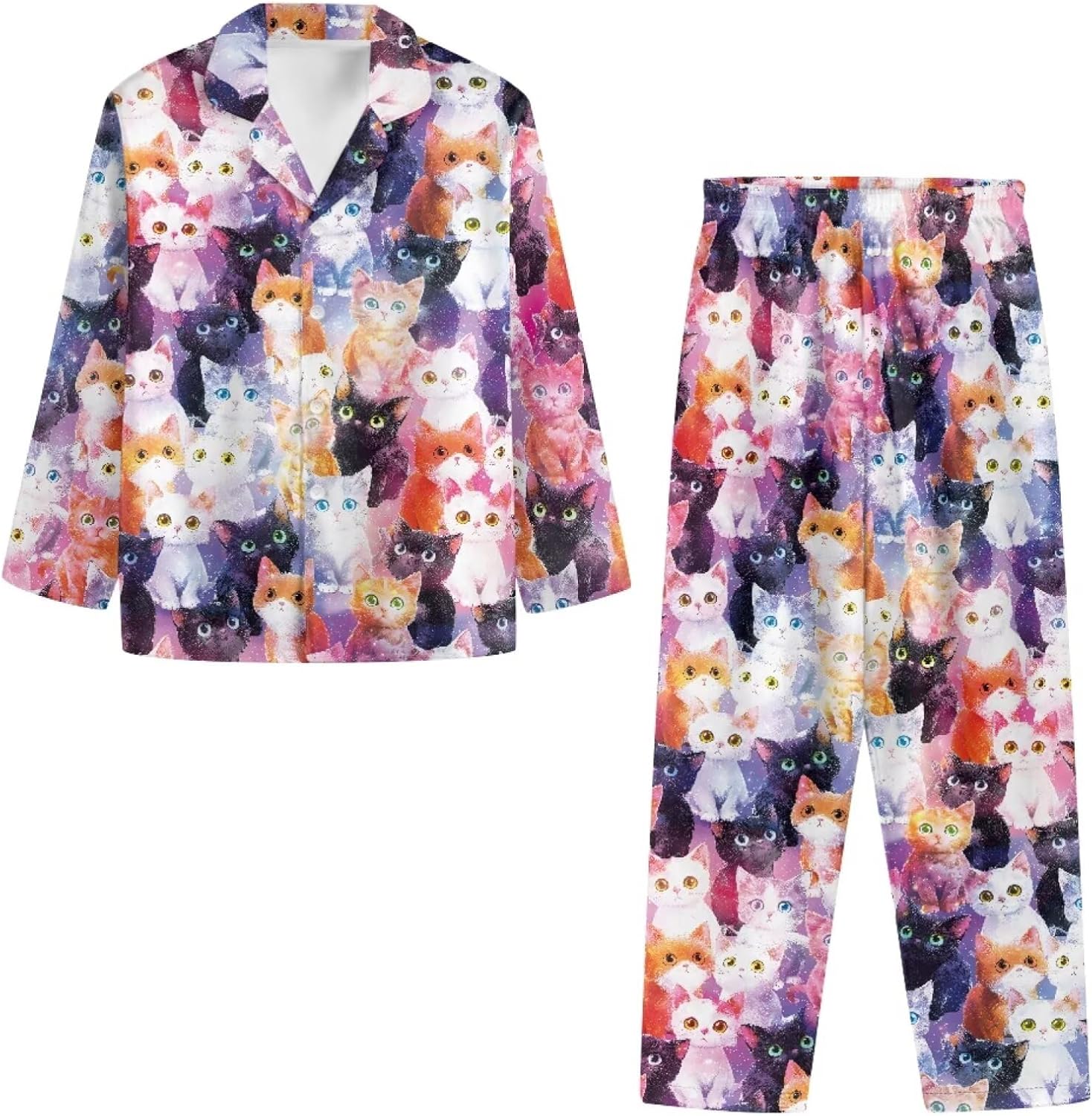 Soft Pajama Set for Women Long Sleeve Button Down Sleepwear 2-Piece