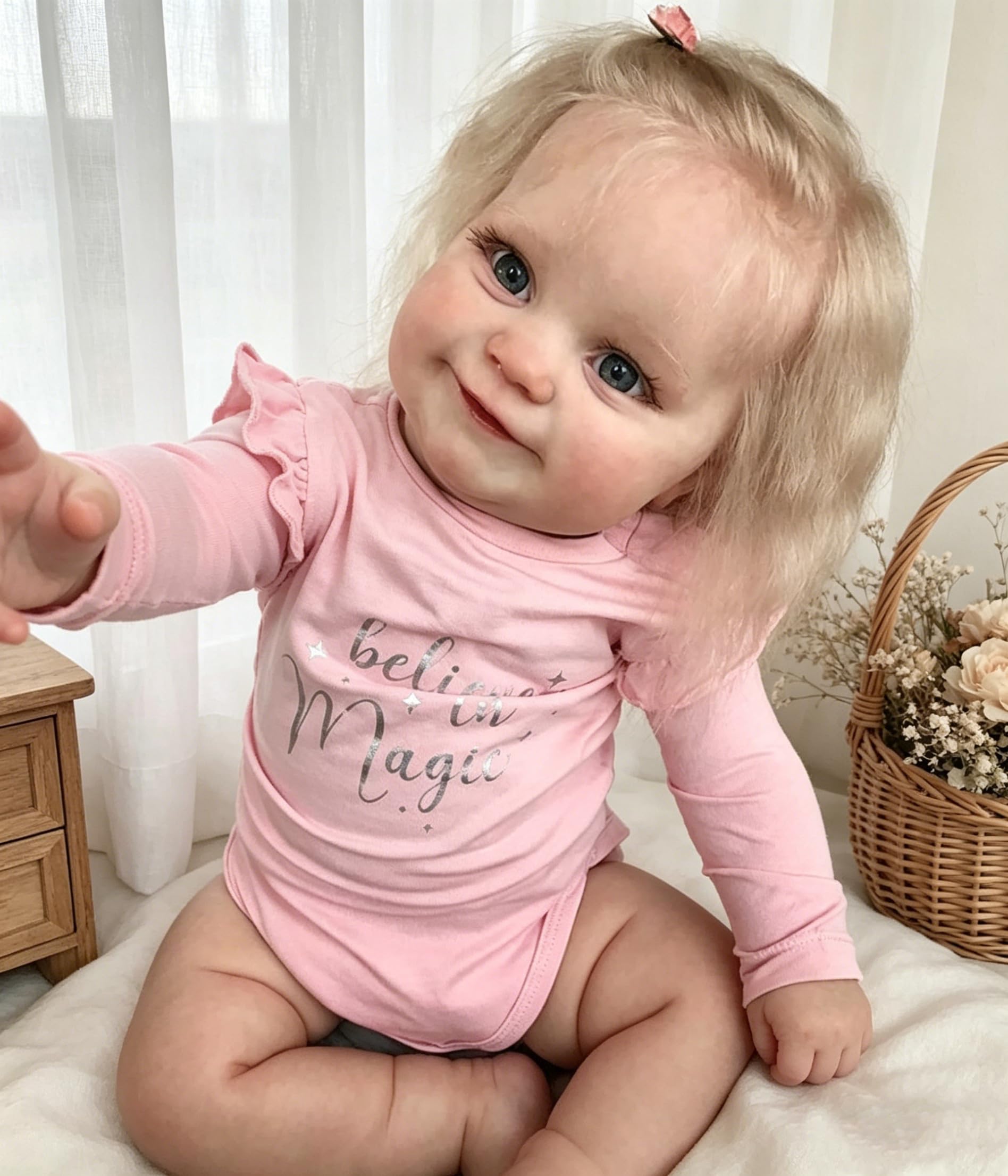 Anano 20 Inch 50 Cm Realistic Reborn Dolls Lovely Girl Maddie With Blonde Hair Soft Cuddle Body Real Life Baby Doll That Looking Real Doll For Kids And Lonely People