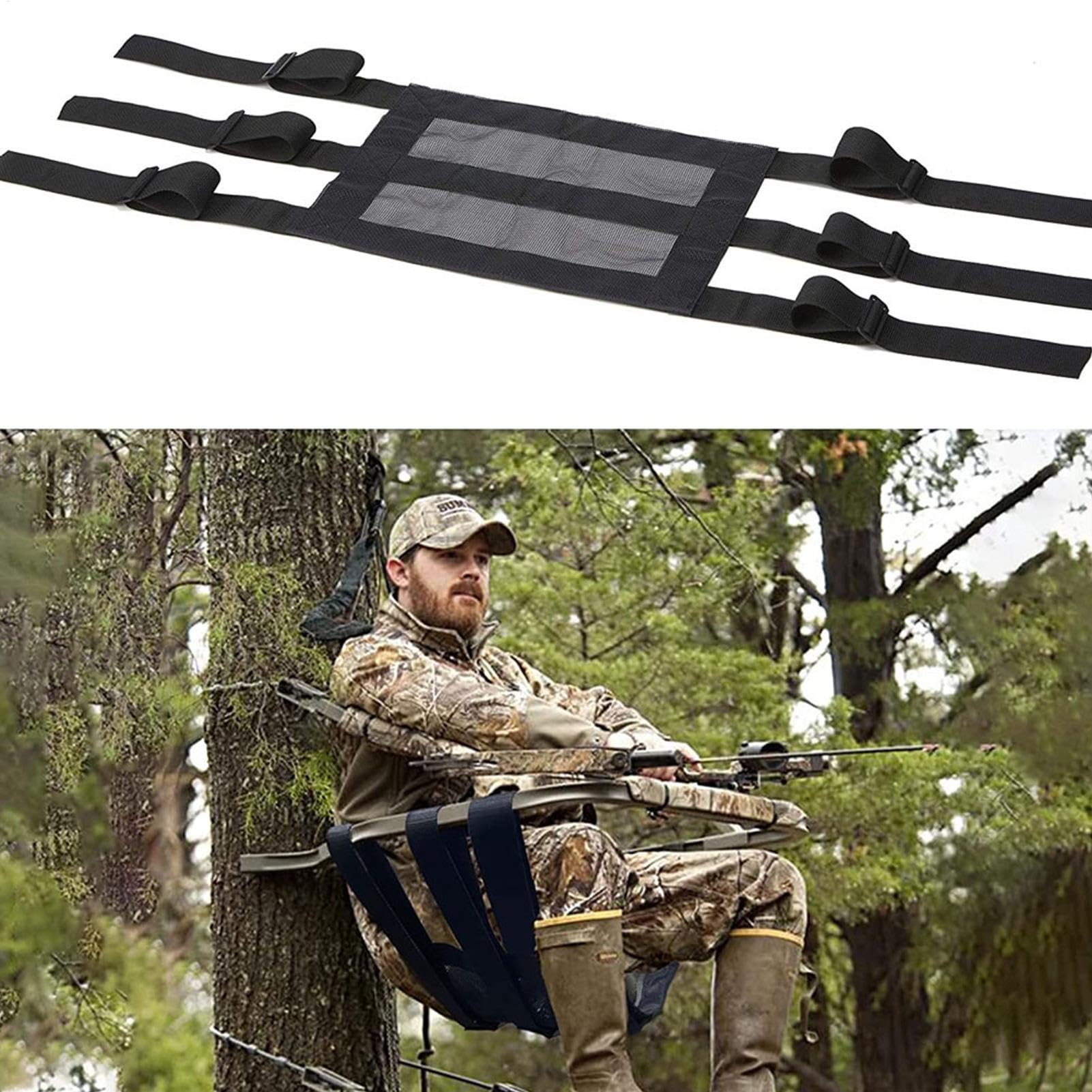 Reemplazo de asiento de soporte para árbol, asientos de soporte para árbol para escalar | Asiento de caza ajustable con soporte para árbol | Hebillas autoblocantes transpirables Accesorios para soport