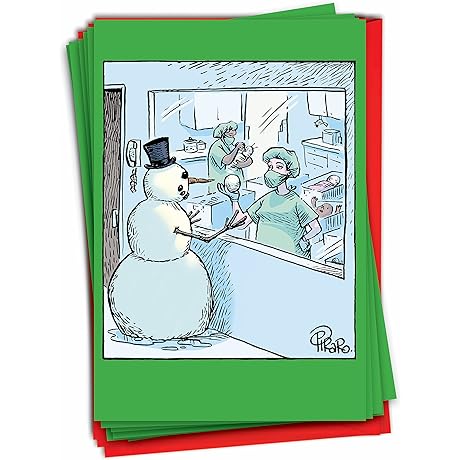 NobleWorks Humorous Snowball Baby Christmas Card Box Set (1 Design, 12 Cards)