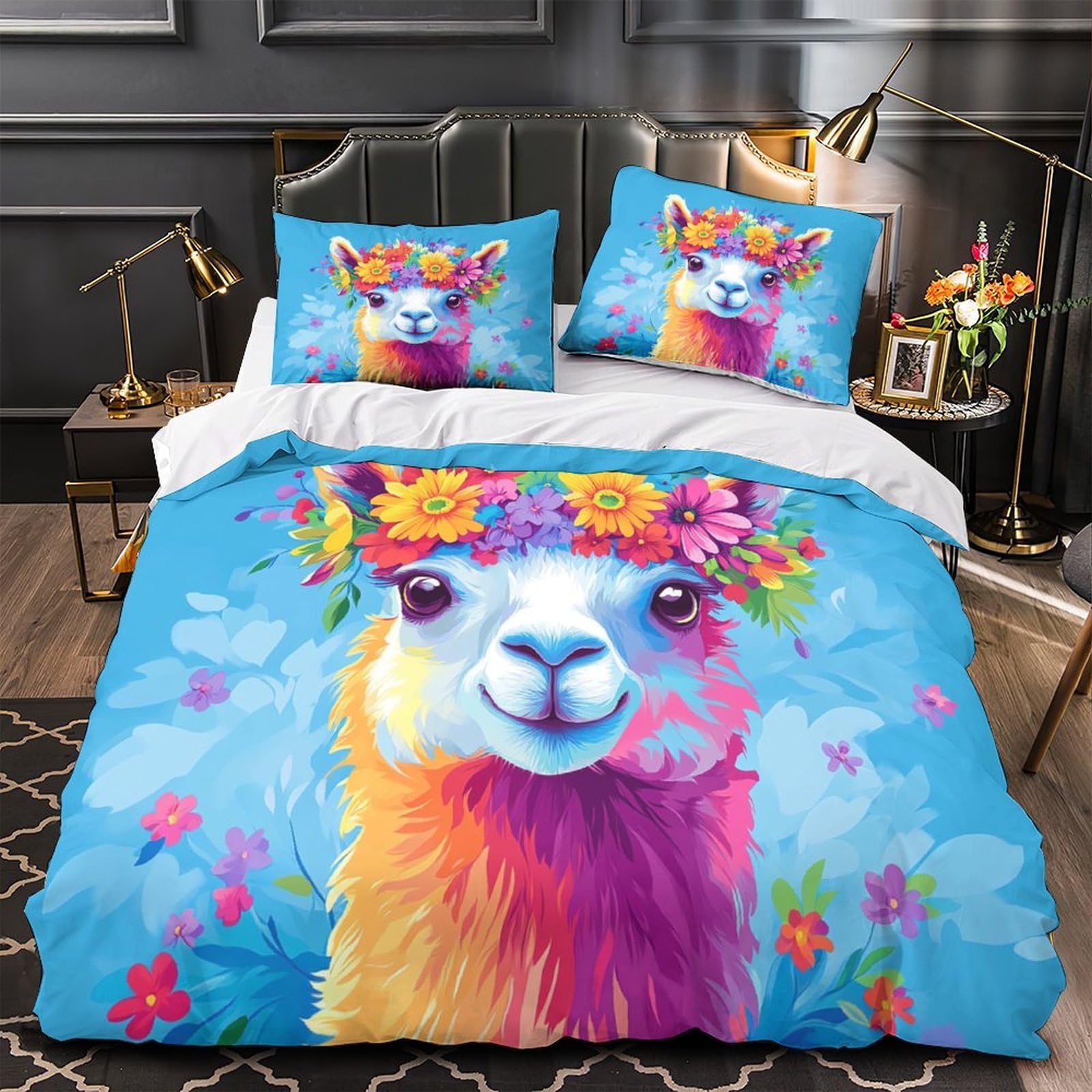 Drap de couette lama avec 2 taies d'oreiller, le cadeau déco idéal pour un ado