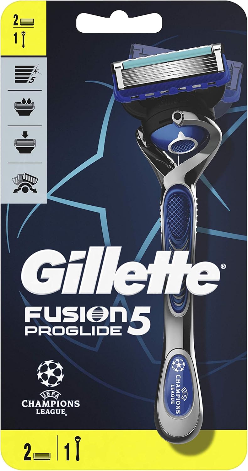 Rasoir Gillette Fusion5 – Manche + 2 Recharges De Lames, 5 Lames