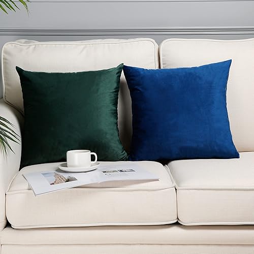 Miniatura 2 de Juego de 2 fundas de cojín cuadradas de terciopelo súper suaves y sólidas, decorativas, para sofá, dormitorio o automóvil, 20 x 20 pulgadas, 19.7 x