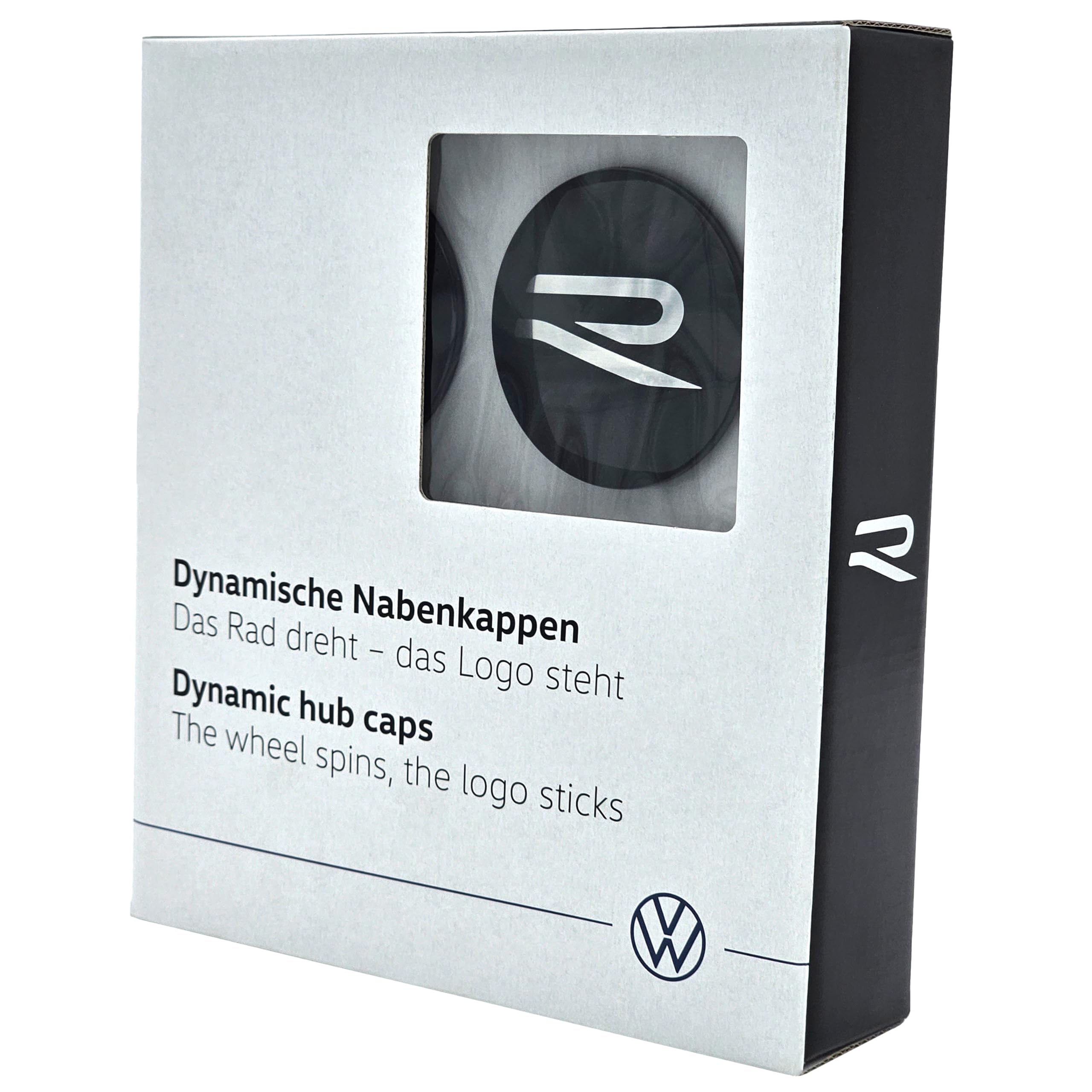 Volkswagen Set of 4 Dynamic Hub Caps 00071213F with R Logo Black 