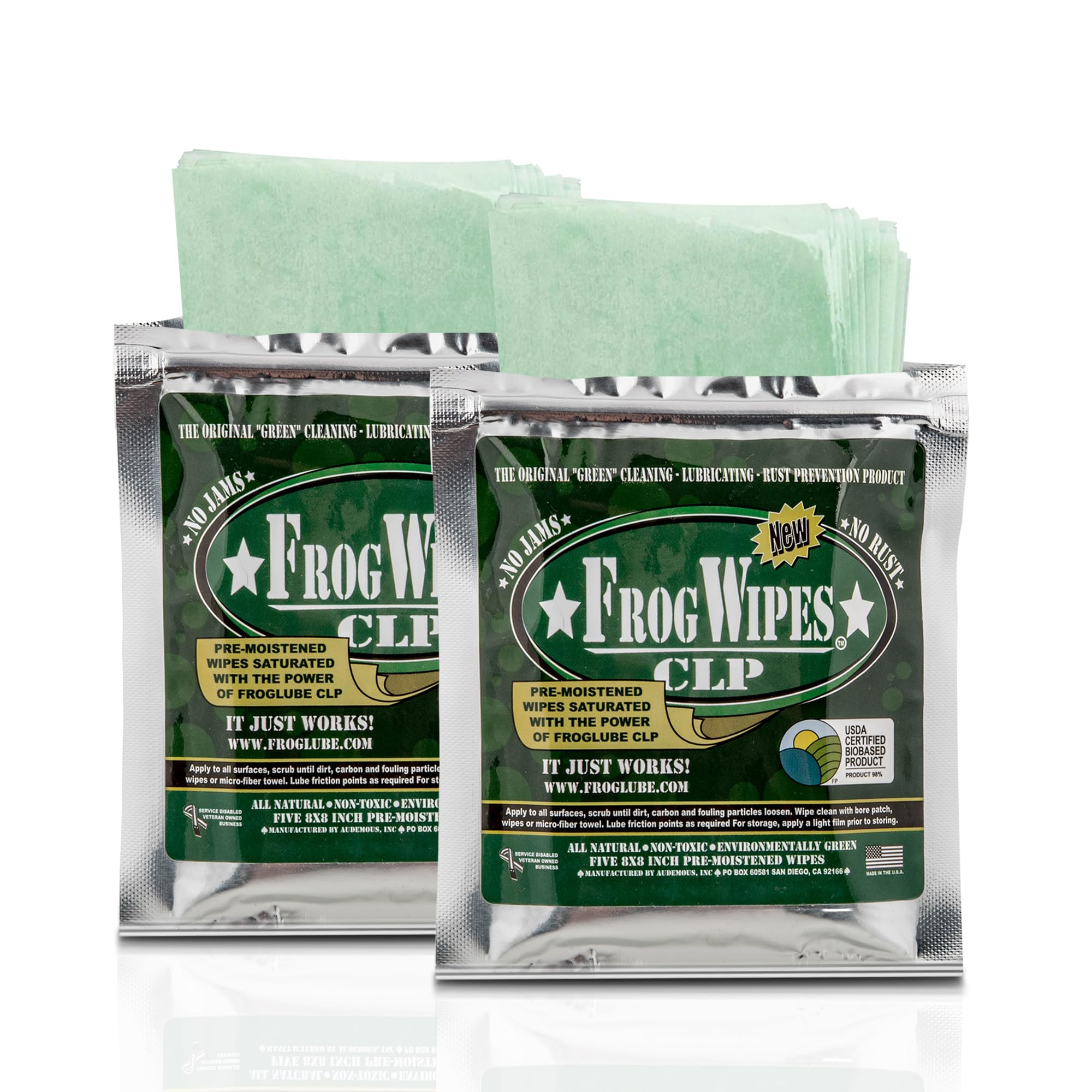 FrogLube Gun Cleaning Wipes - Non Toxic CLP Wipes - Pre-Saturated Gun Wipes